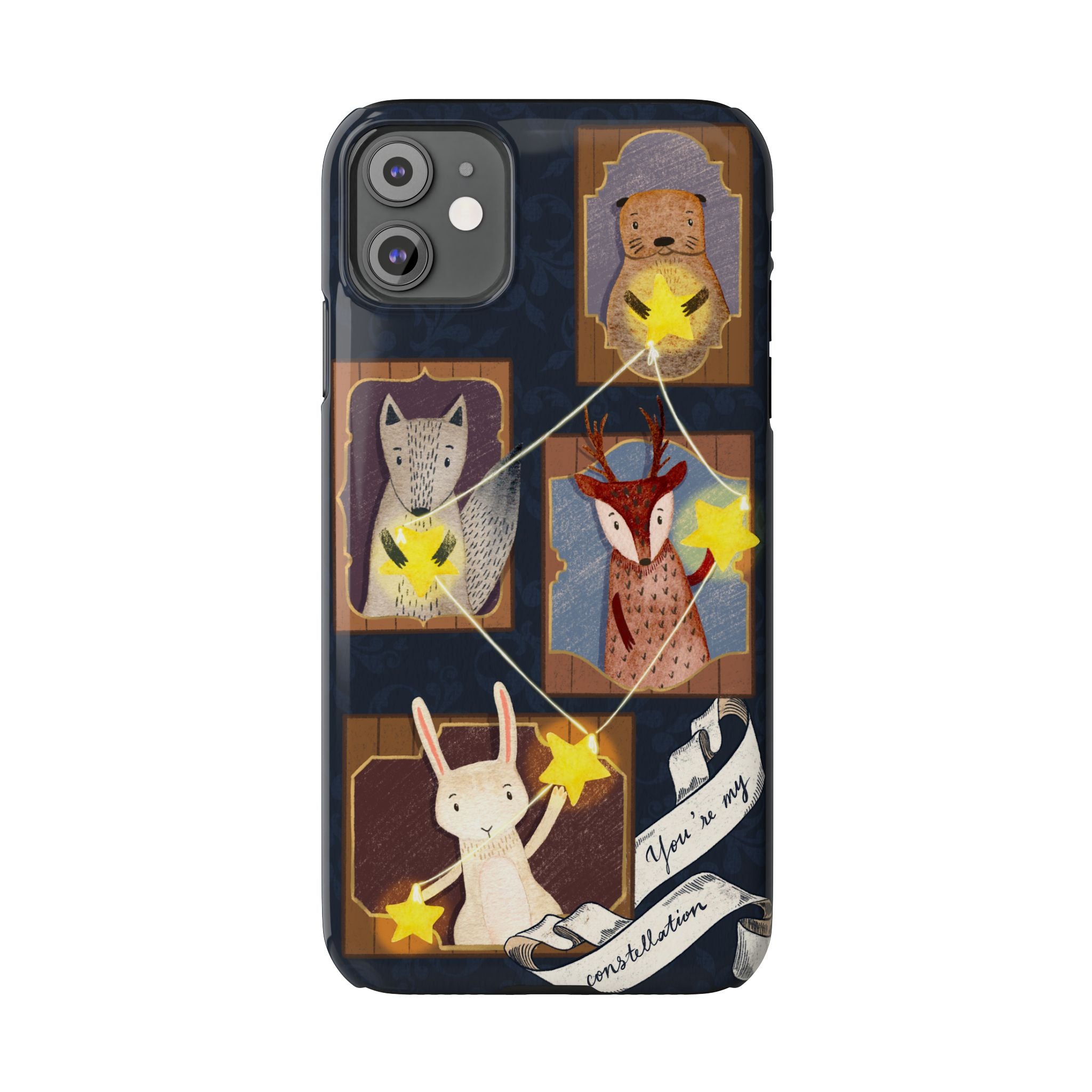 Constellation Friends Slim Case, Woodland Portrait iPhone Cover, Star Collector Design, Cute Kawaii Gift, Phone 8 9 X XR 11 12 13 14 15 16