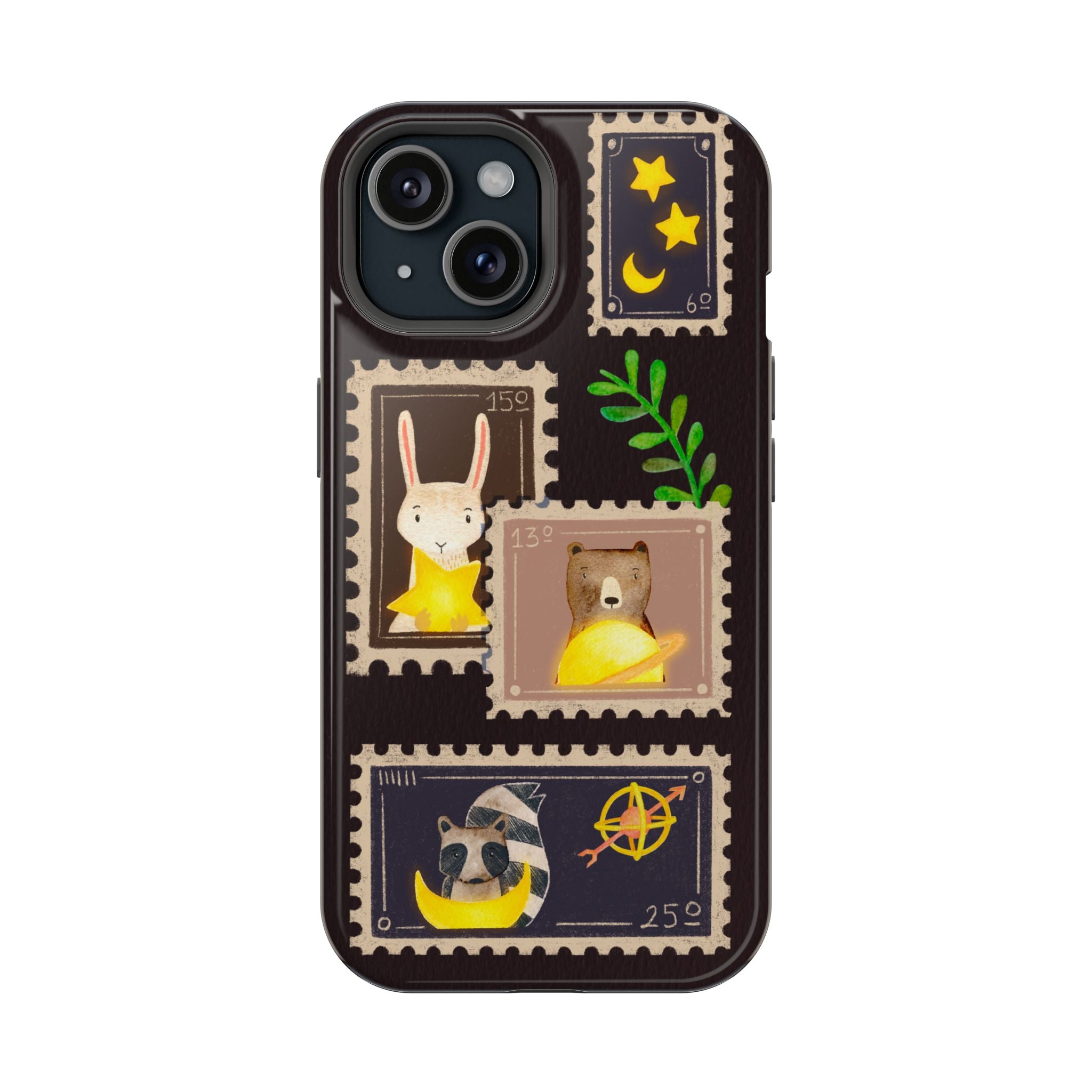 Cute Animal Stamp Phone Case, Quirky Gift for Animal Lovers, Personalized Case for Holidays, Unique Phone Accessory