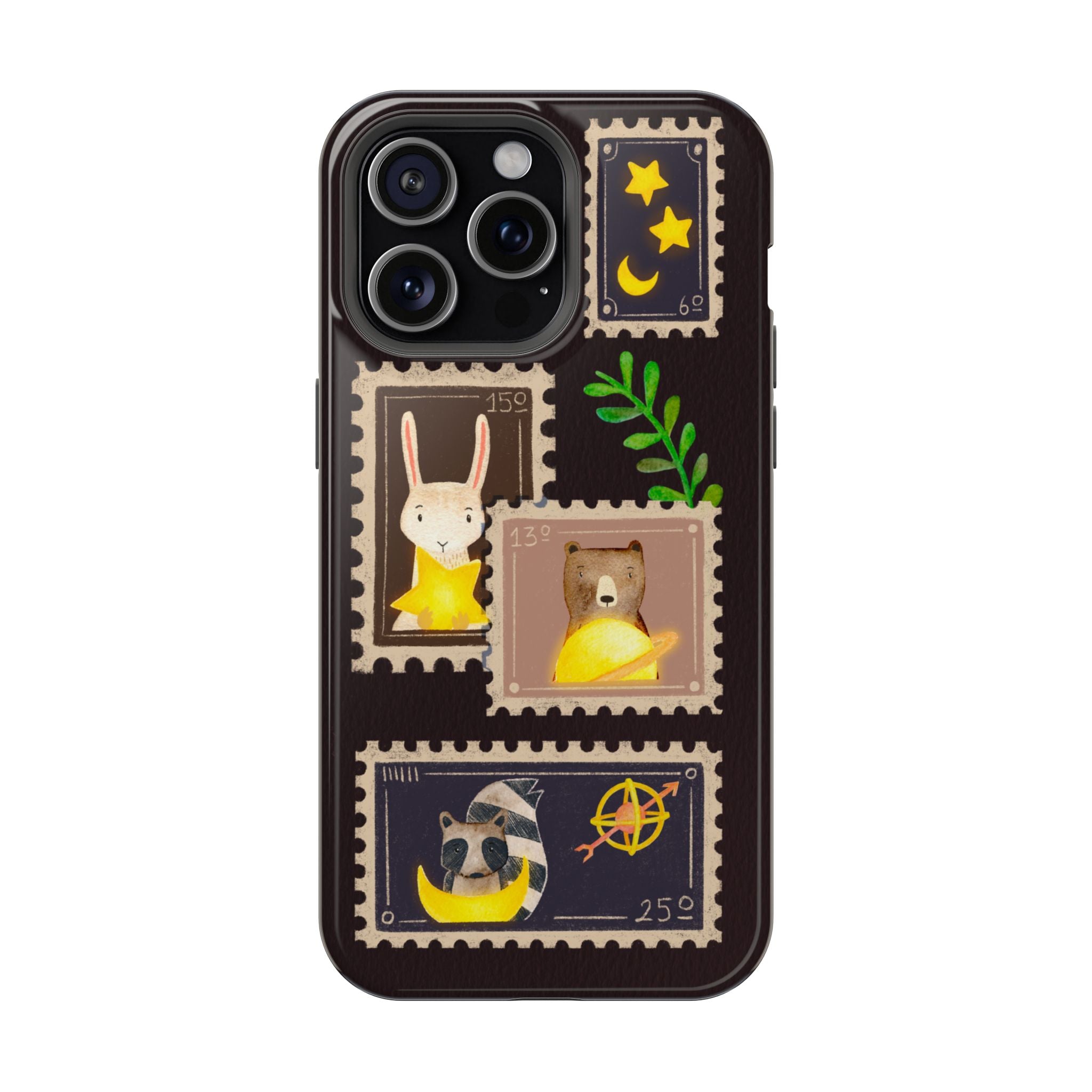 Cute Animal Stamp Phone Case, Quirky Gift for Animal Lovers, Personalized Case for Holidays, Unique Phone Accessory