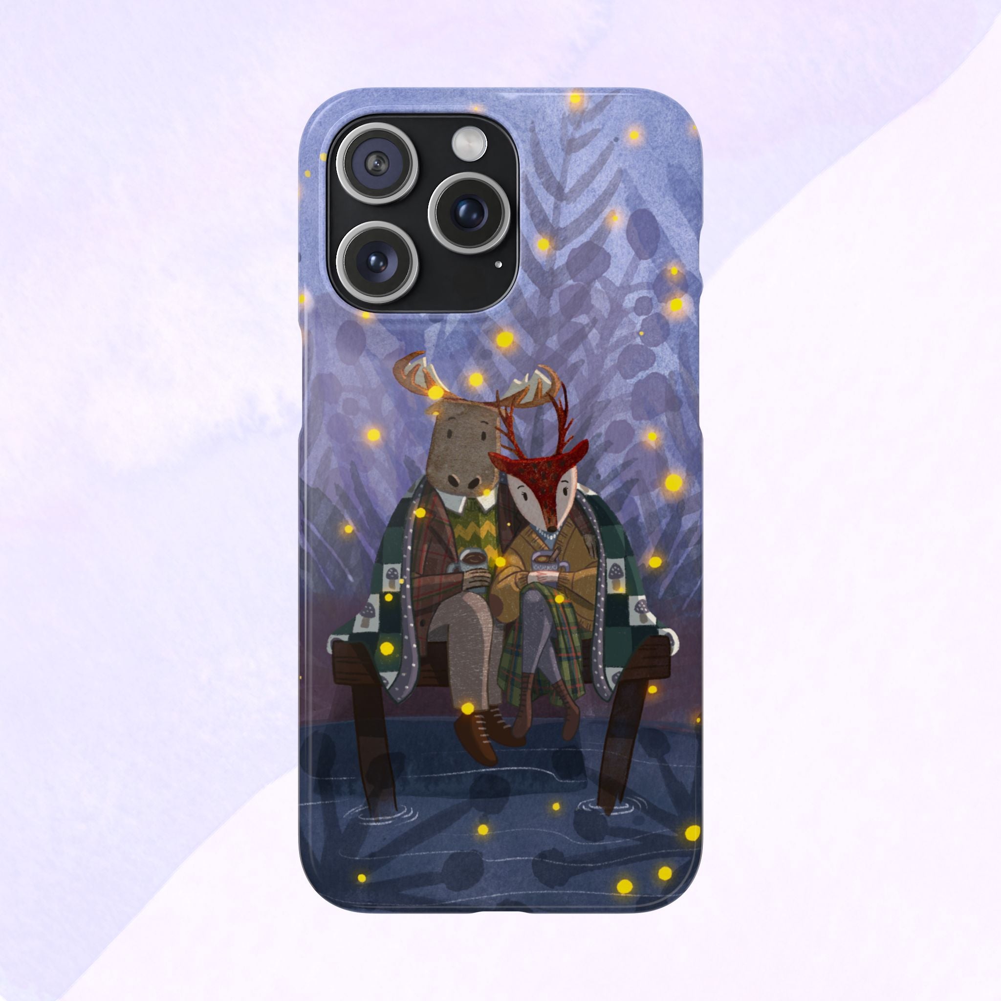 Whimsical Animal Lovers Snap Cases - Cozy Phone Protection, Gift for Nature Lovers, Holiday Decor, Cute Character Design, Animal Couple