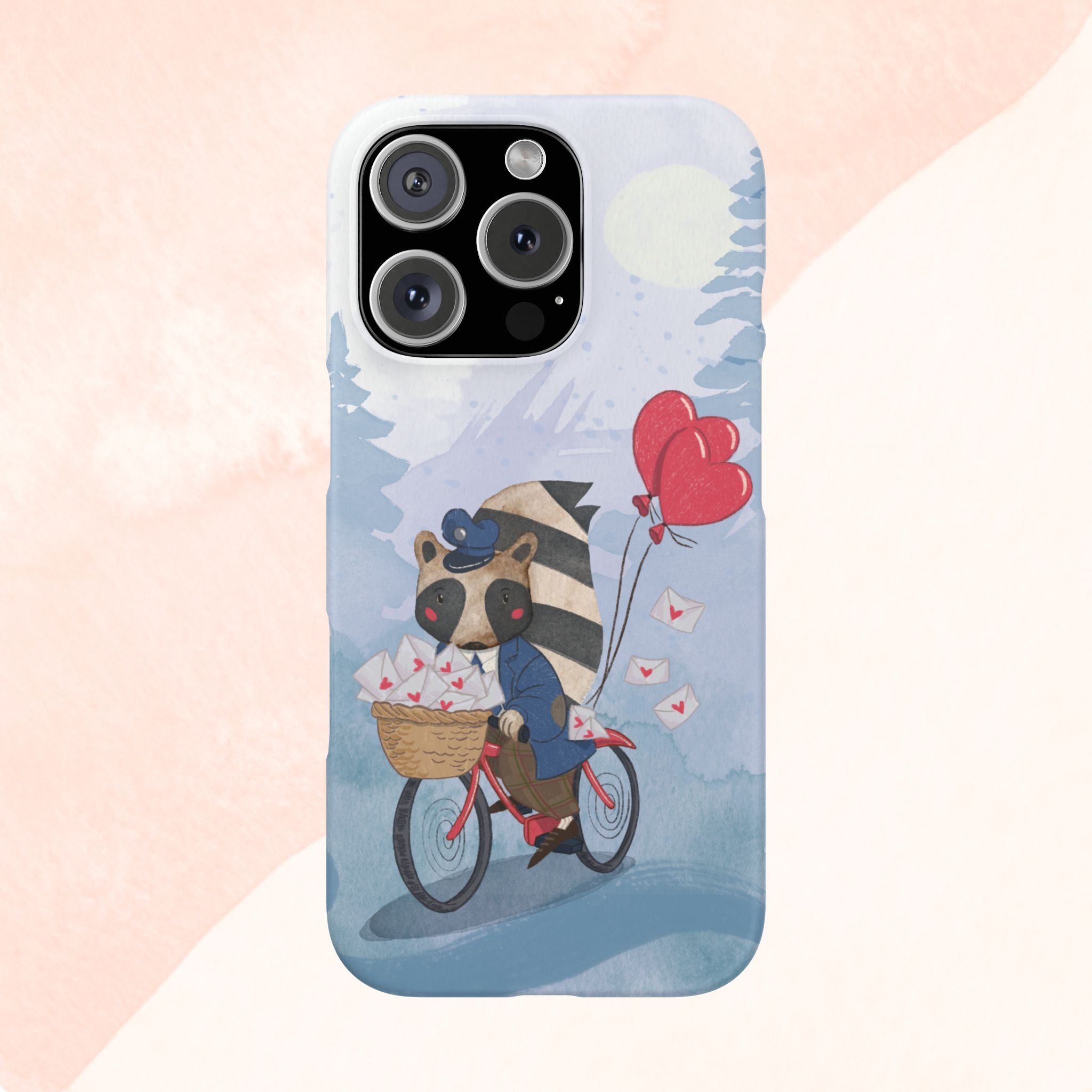 Whimsical Animal Snap Case with Love Balloons, Cute Phone Case, Valentine's Day Gift, Animal Lover Accessory, Creative Phone Cover