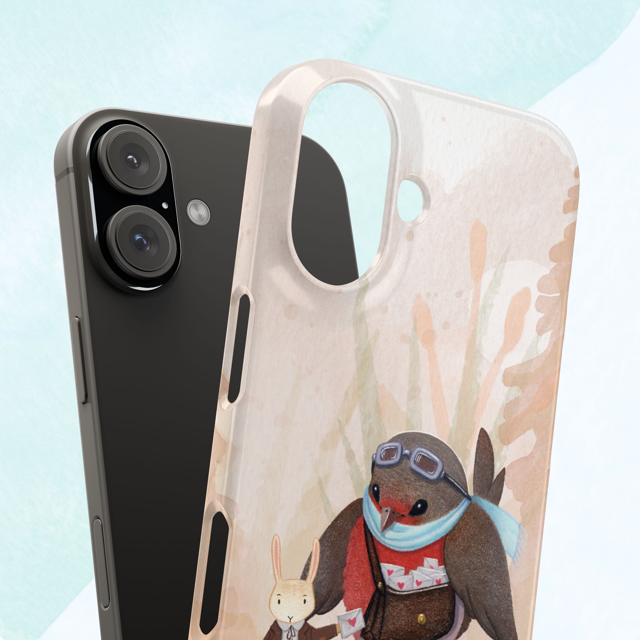 Whimsical Animal Snap Cases, Cute Phone Case, Handmade Bird and Bunny Design, Gift for Animal Lovers, Unique Smartphone Cover