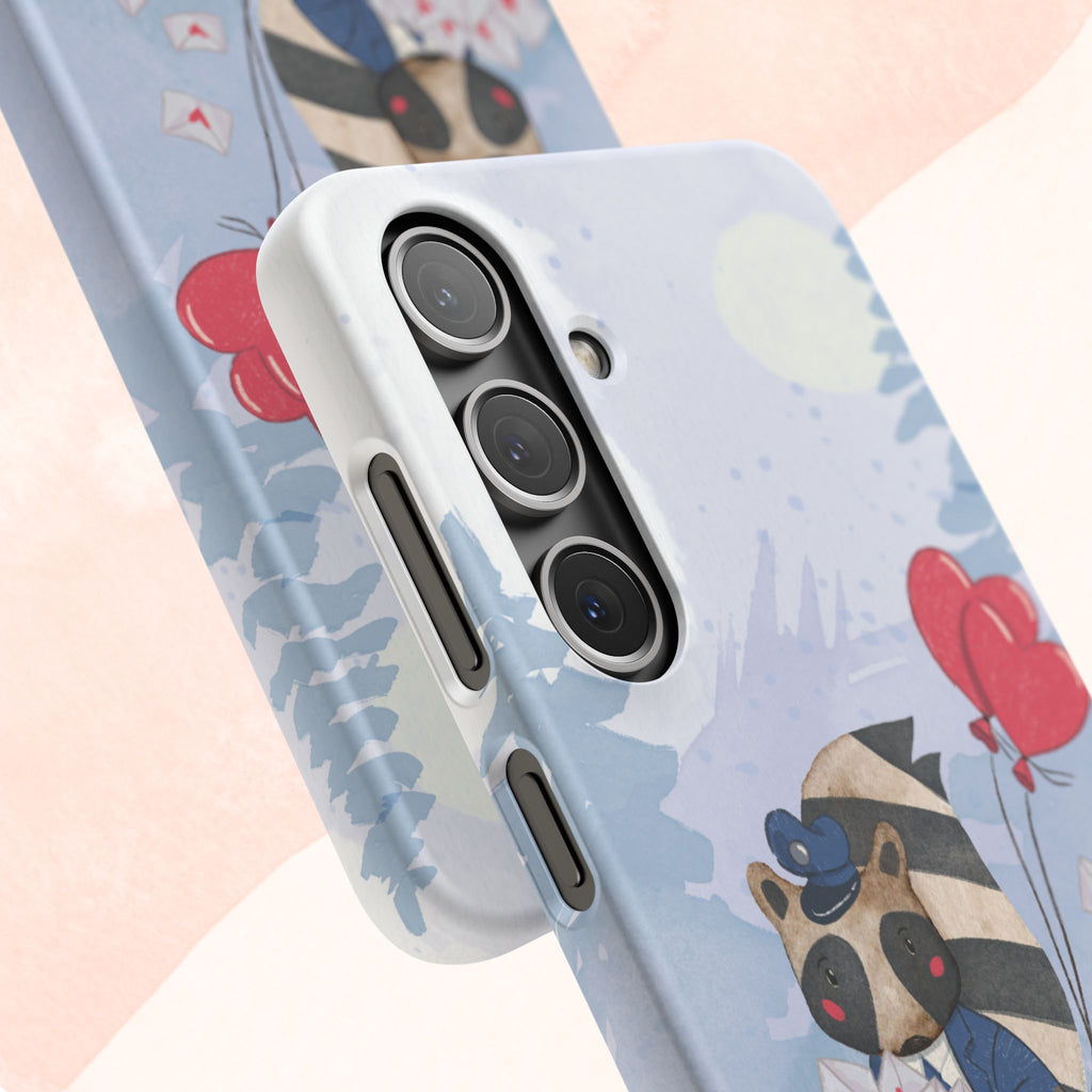 Whimsical Animal Snap Case with Love Balloons, Cute Phone Case, Valentine's Day Gift, Animal Lover Accessory, Creative Phone Cover