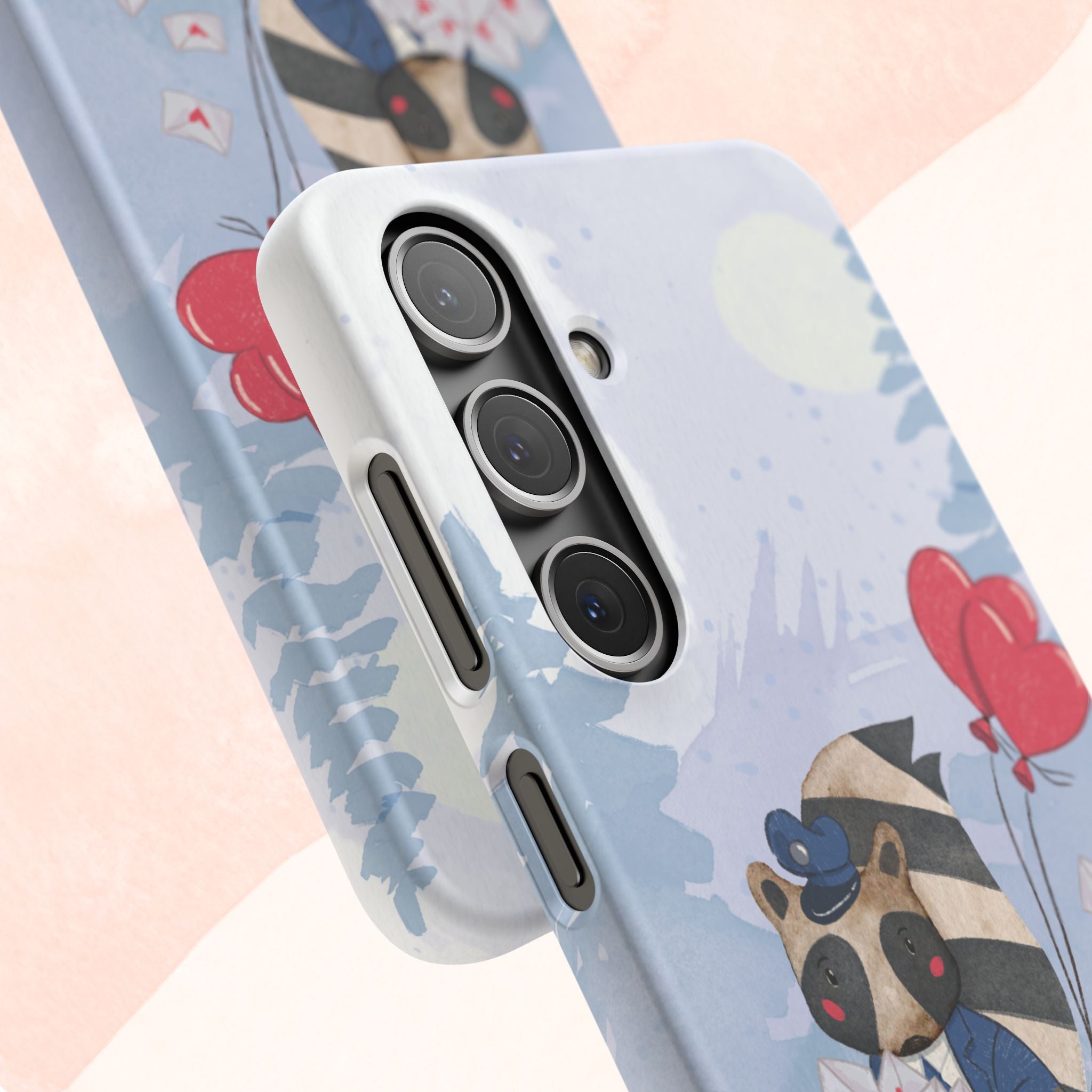 Whimsical Animal Snap Case with Love Balloons, Cute Phone Case, Valentine's Day Gift, Animal Lover Accessory, Creative Phone Cover
