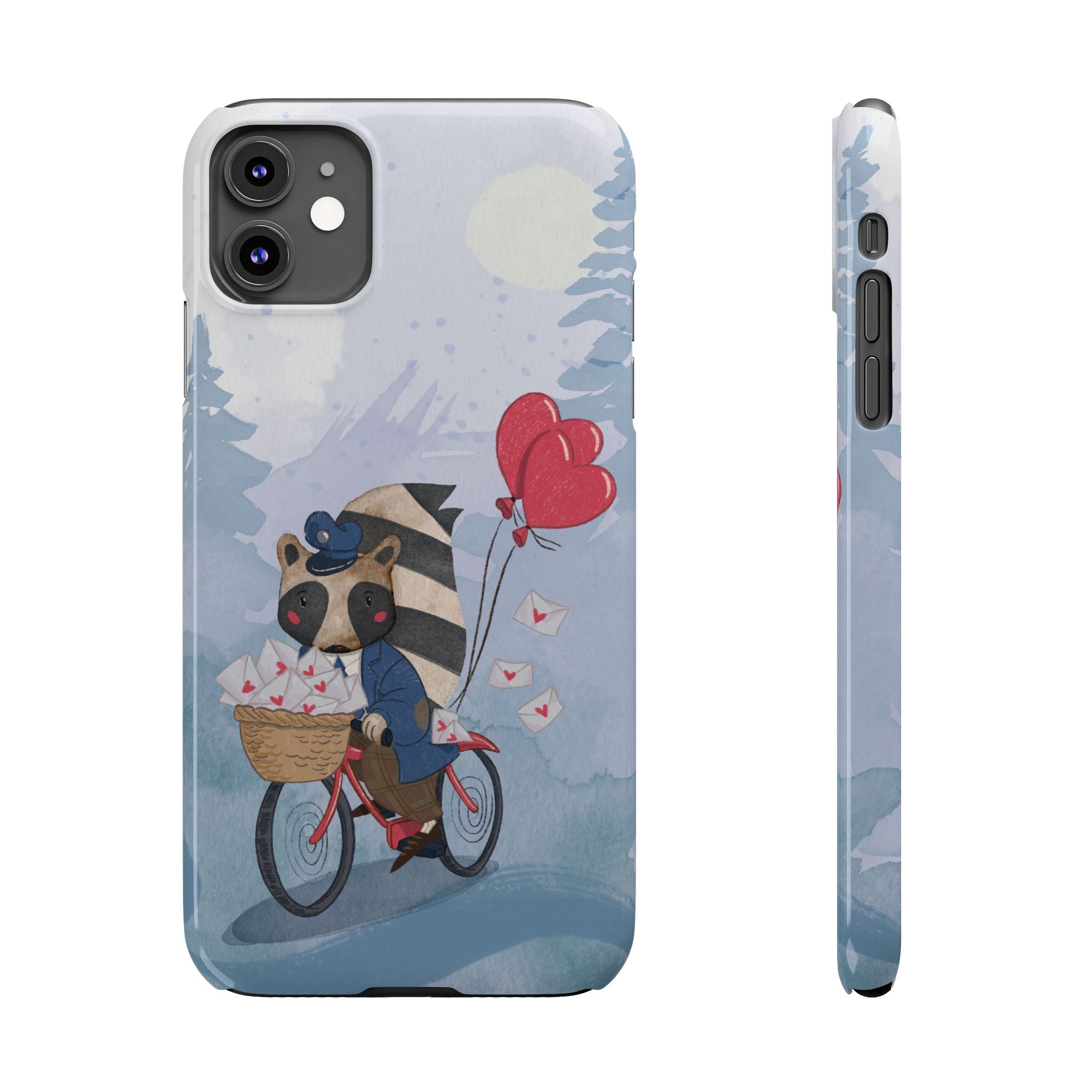 Whimsical Raccoon Slim Phone Case | Cute Animal Design | Perfect for Nature Lovers, Gifts, Birthdays, Valentines Day, Everyday Use
