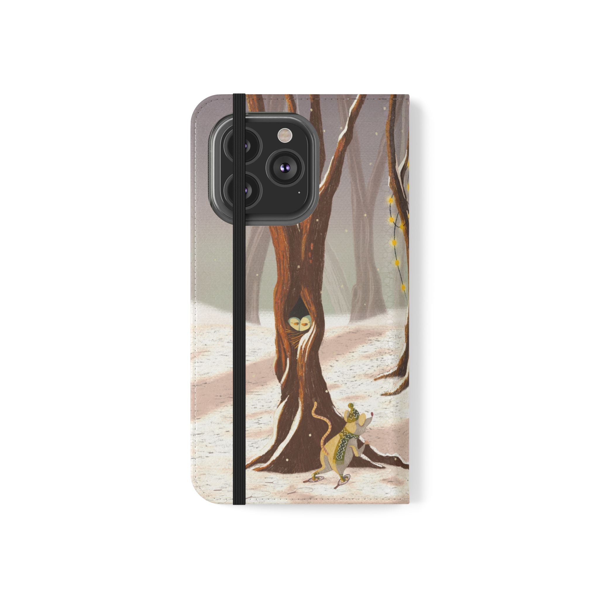 Winter Forest Tea Party Wallet Case, Woodland Animals Phone Flip Cover, Vegan Leather Case, iPhone 11 12 13 14 15 16, Galaxy Ultra S21 S22