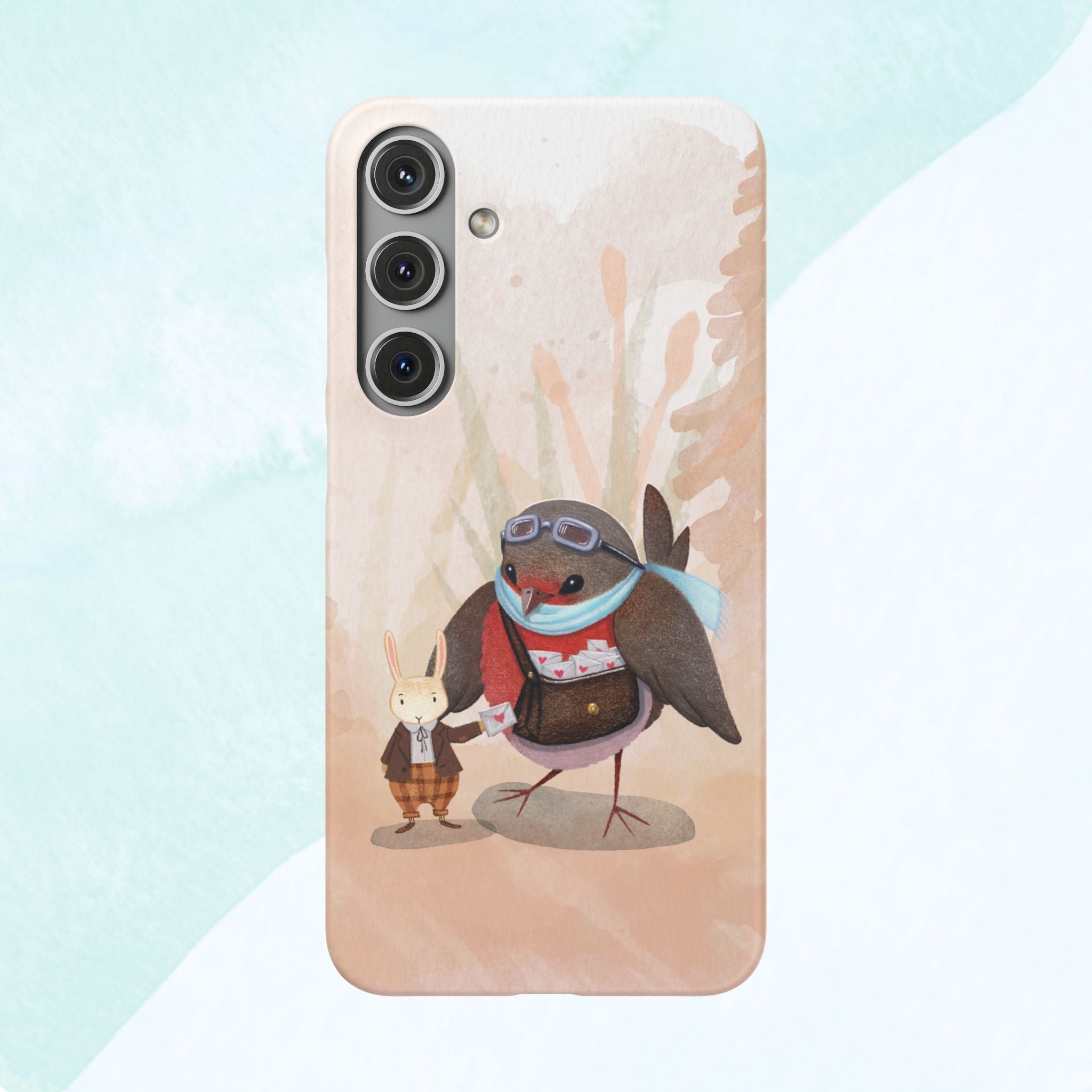 Whimsical Animal Snap Cases, Cute Phone Case, Handmade Bird and Bunny Design, Gift for Animal Lovers, Unique Smartphone Cover