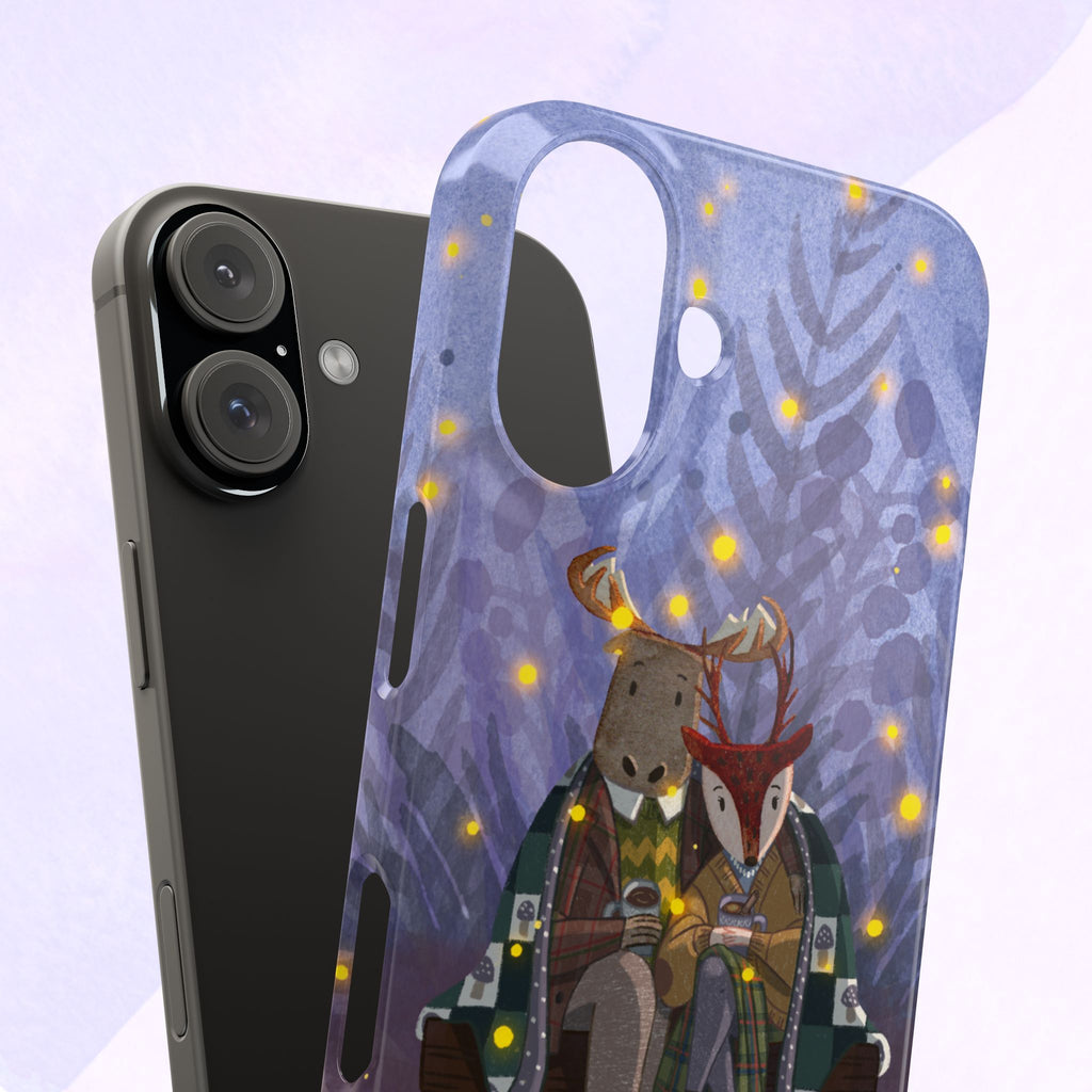 Whimsical Animal Lovers Snap Cases - Cozy Phone Protection, Gift for Nature Lovers, Holiday Decor, Cute Character Design, Animal Couple