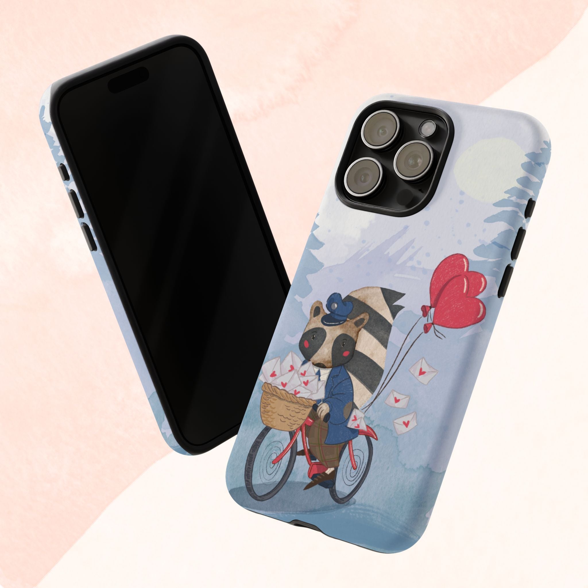 Cute Raccoon Phone Case, Tough Case for Animal Lovers, Valentine's Day Gift, Whimsical Phone Accessory, Gifts for Kids