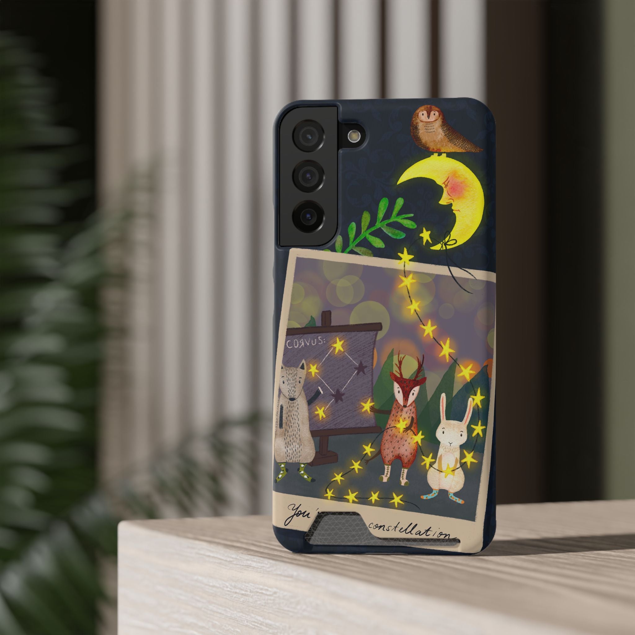Woodland Astronomy Class Phone Case - Whimsical Forest Animals Learning Constellations - Cute iPhone 13/Samsung Case