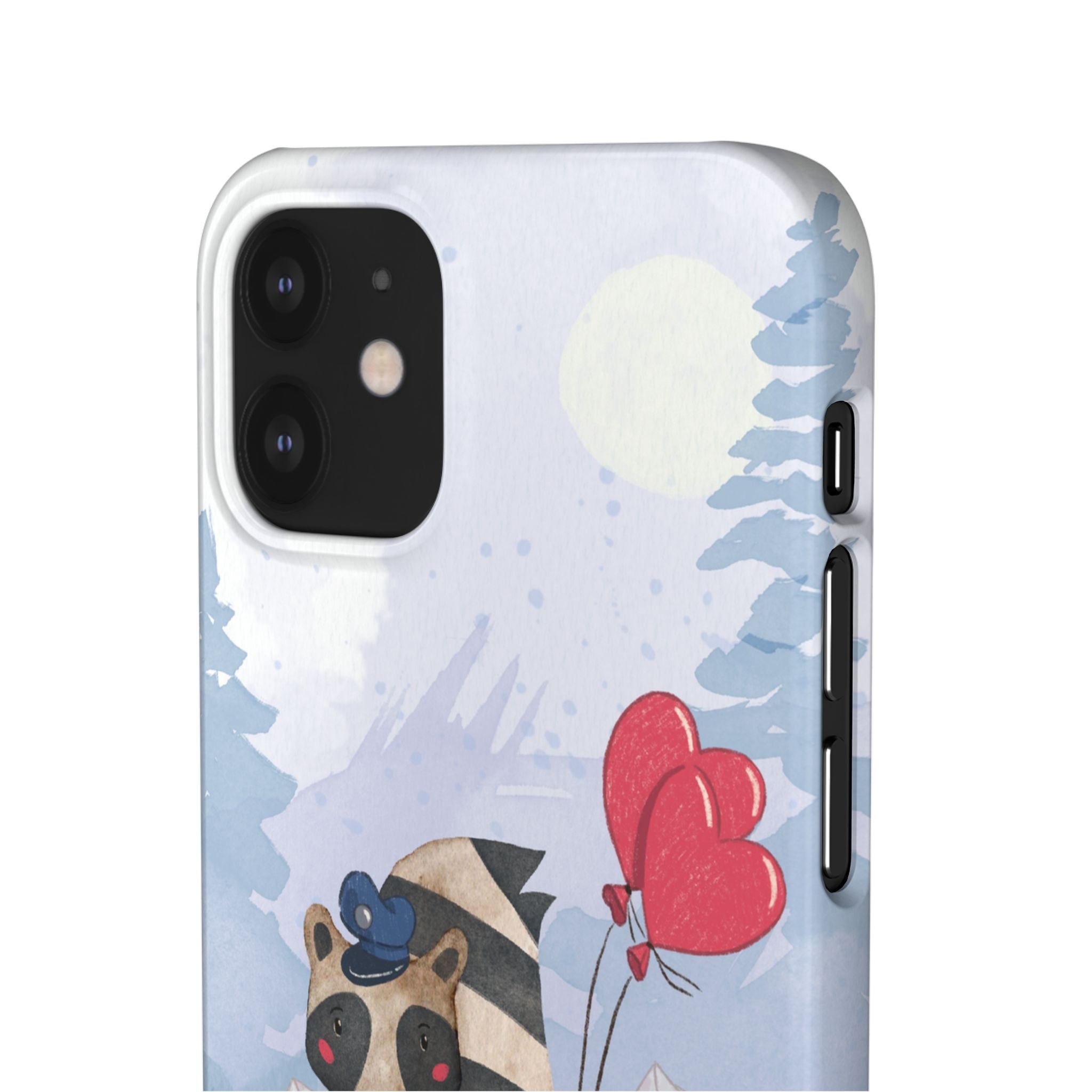 Whimsical Animal Snap Case with Love Balloons, Cute Phone Case, Valentine's Day Gift, Animal Lover Accessory, Creative Phone Cover