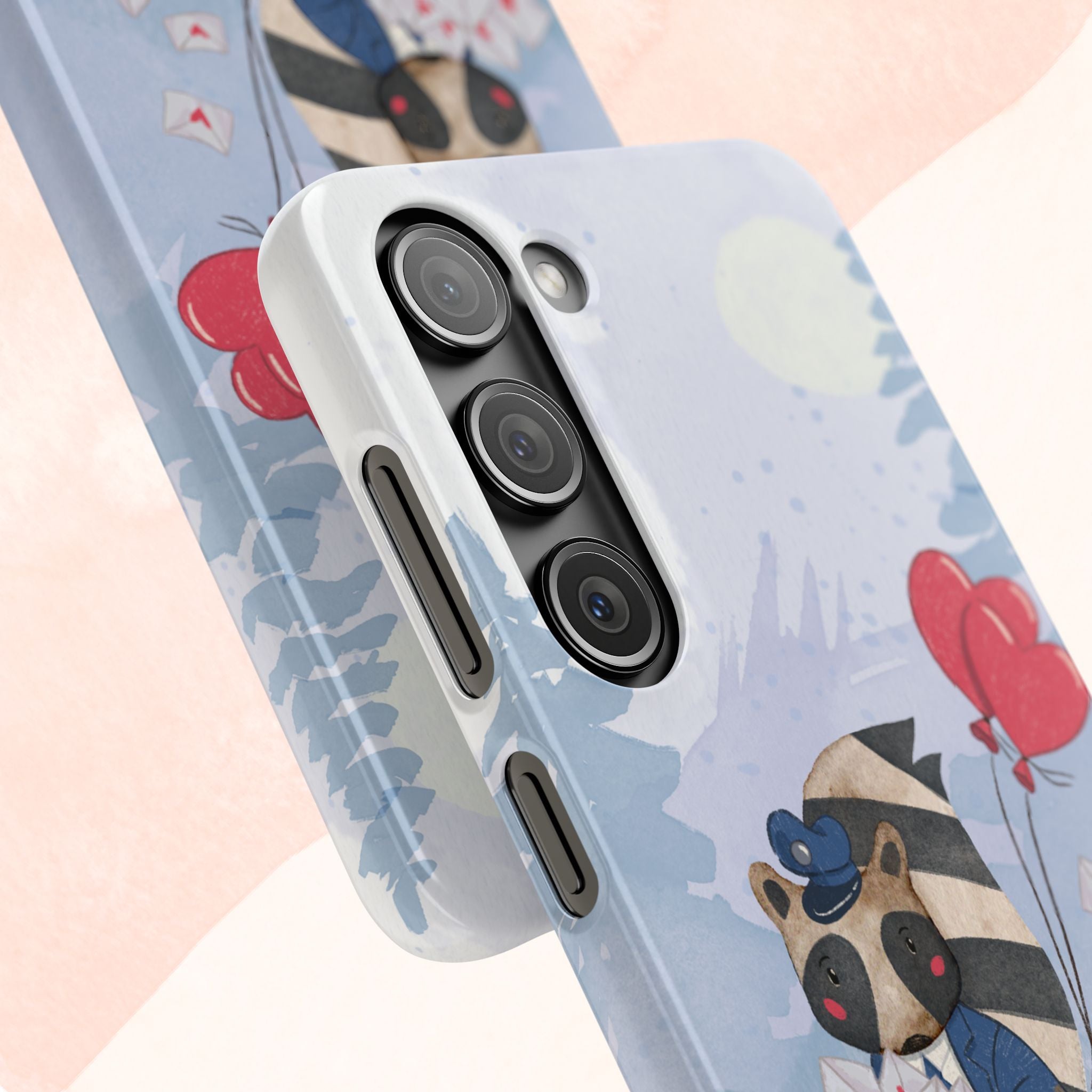 Whimsical Animal Snap Case with Love Balloons, Cute Phone Case, Valentine's Day Gift, Animal Lover Accessory, Creative Phone Cover