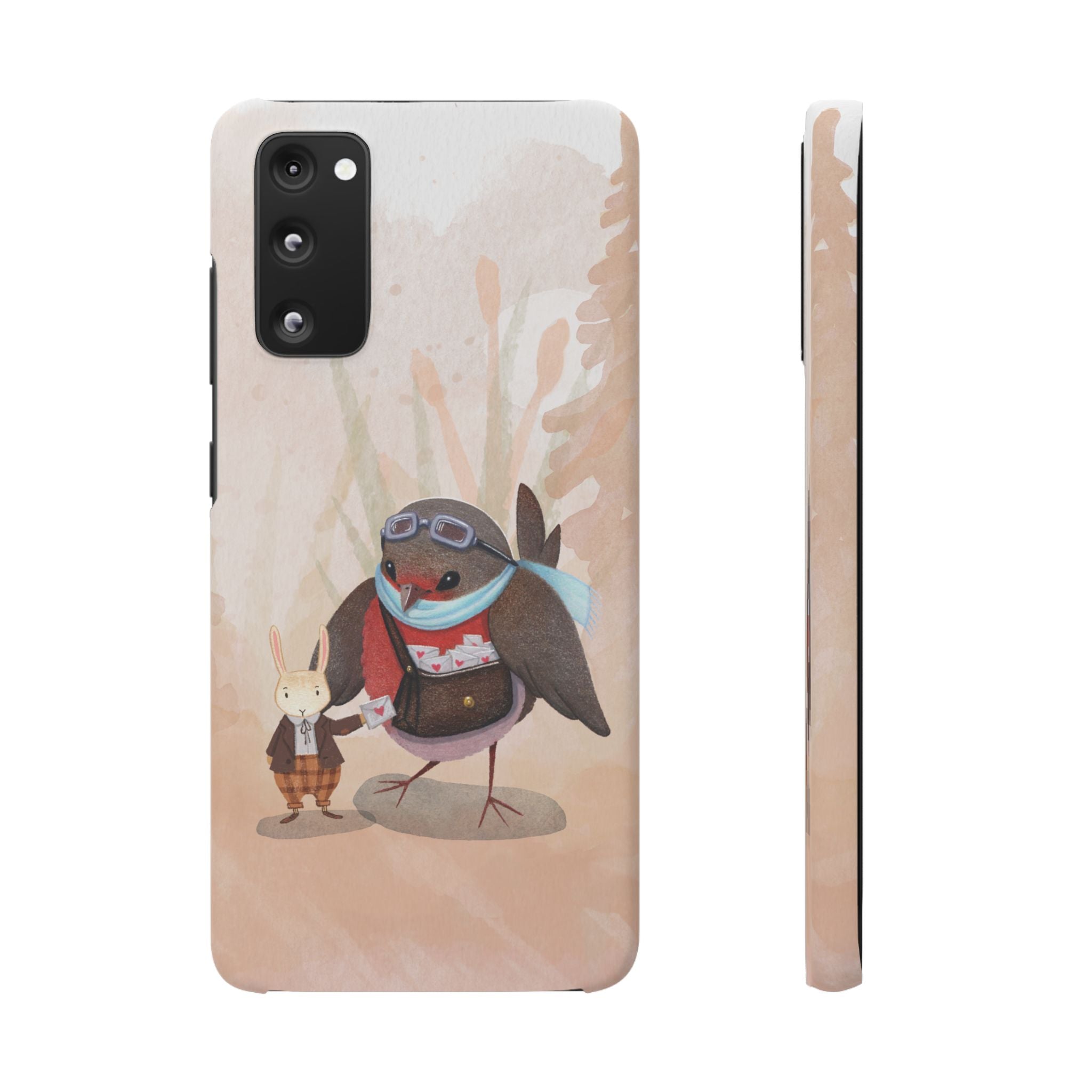 Whimsical Animal Snap Cases, Cute Phone Case, Handmade Bird and Bunny Design, Gift for Animal Lovers, Unique Smartphone Cover