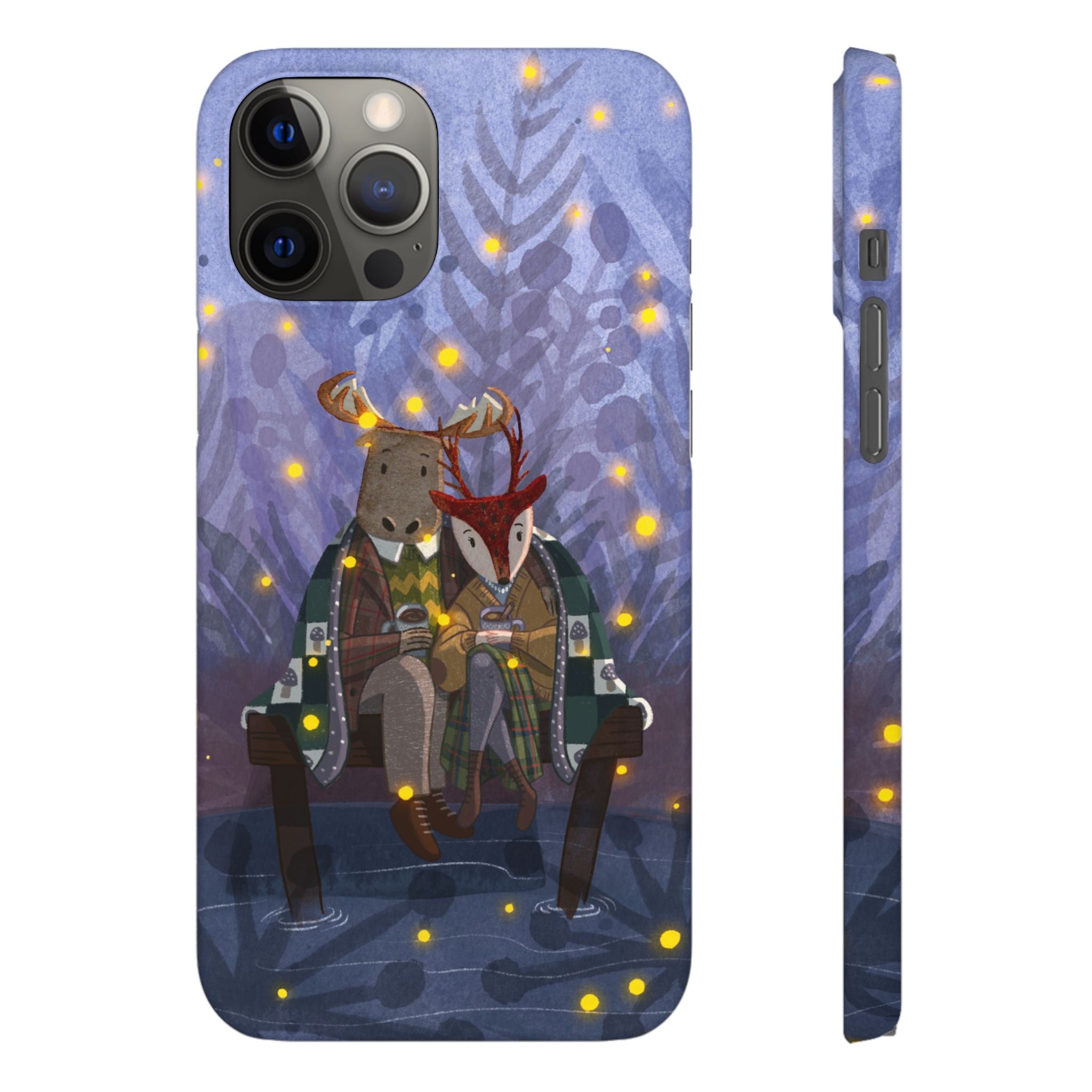 Whimsical Animal Lovers Snap Cases - Cozy Phone Protection, Gift for Nature Lovers, Holiday Decor, Cute Character Design, Animal Couple