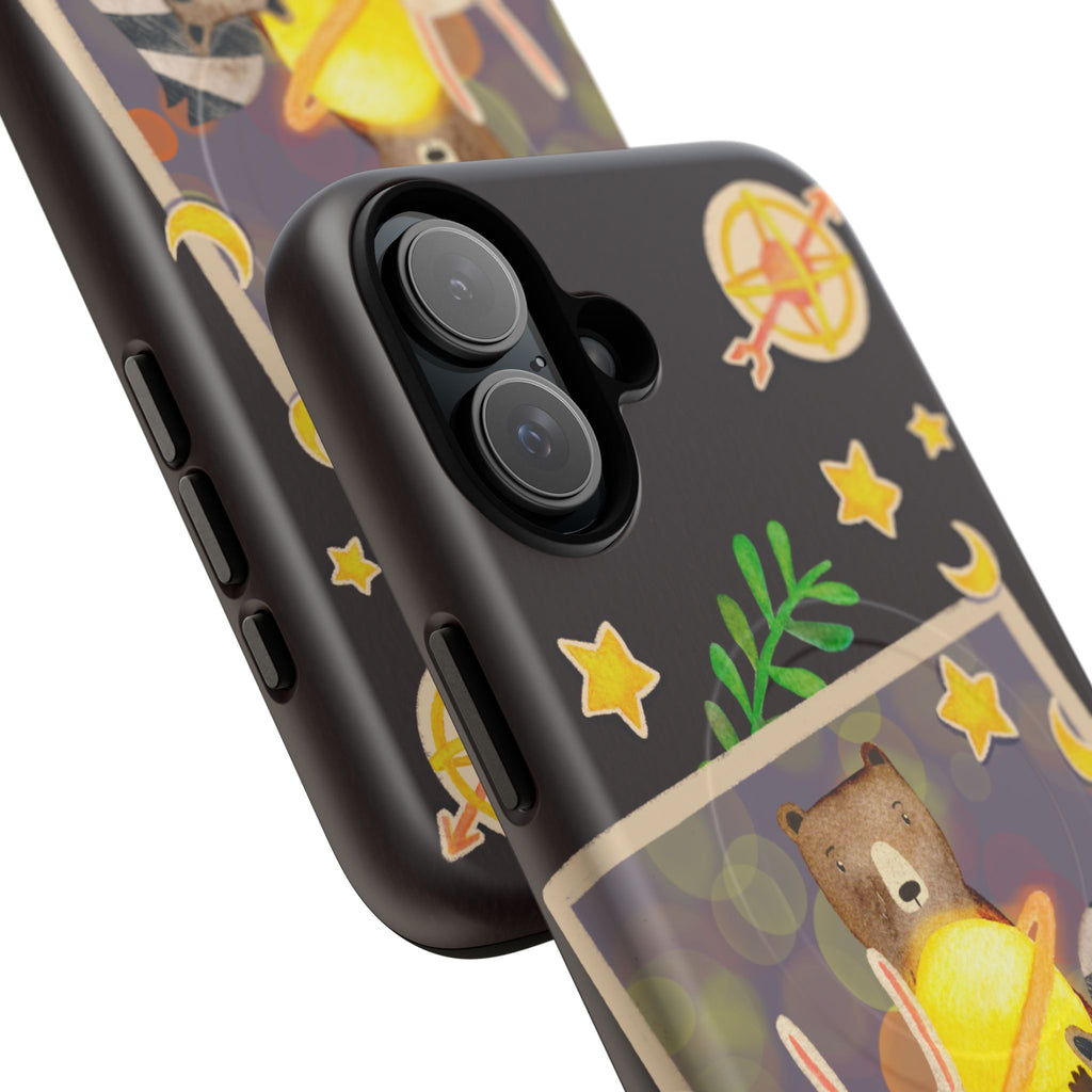 Tough Magnetic Cases, Whimsical Animal Phone Case, Cute Bear Rabbit Raccoon Design, Cute gift for her, Birthdays, iPhone 14 15 16 pro max