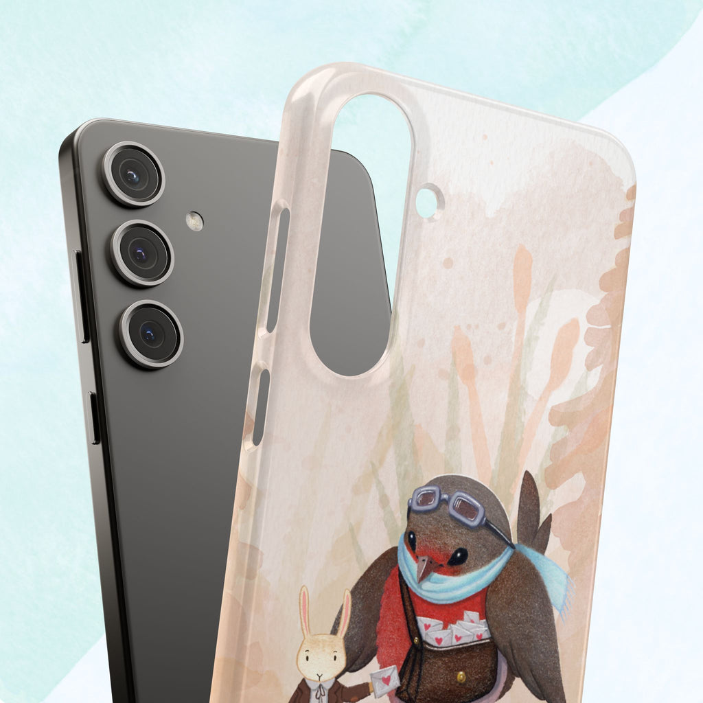 Whimsical Animal Snap Cases, Cute Phone Case, Handmade Bird and Bunny Design, Gift for Animal Lovers, Unique Smartphone Cover