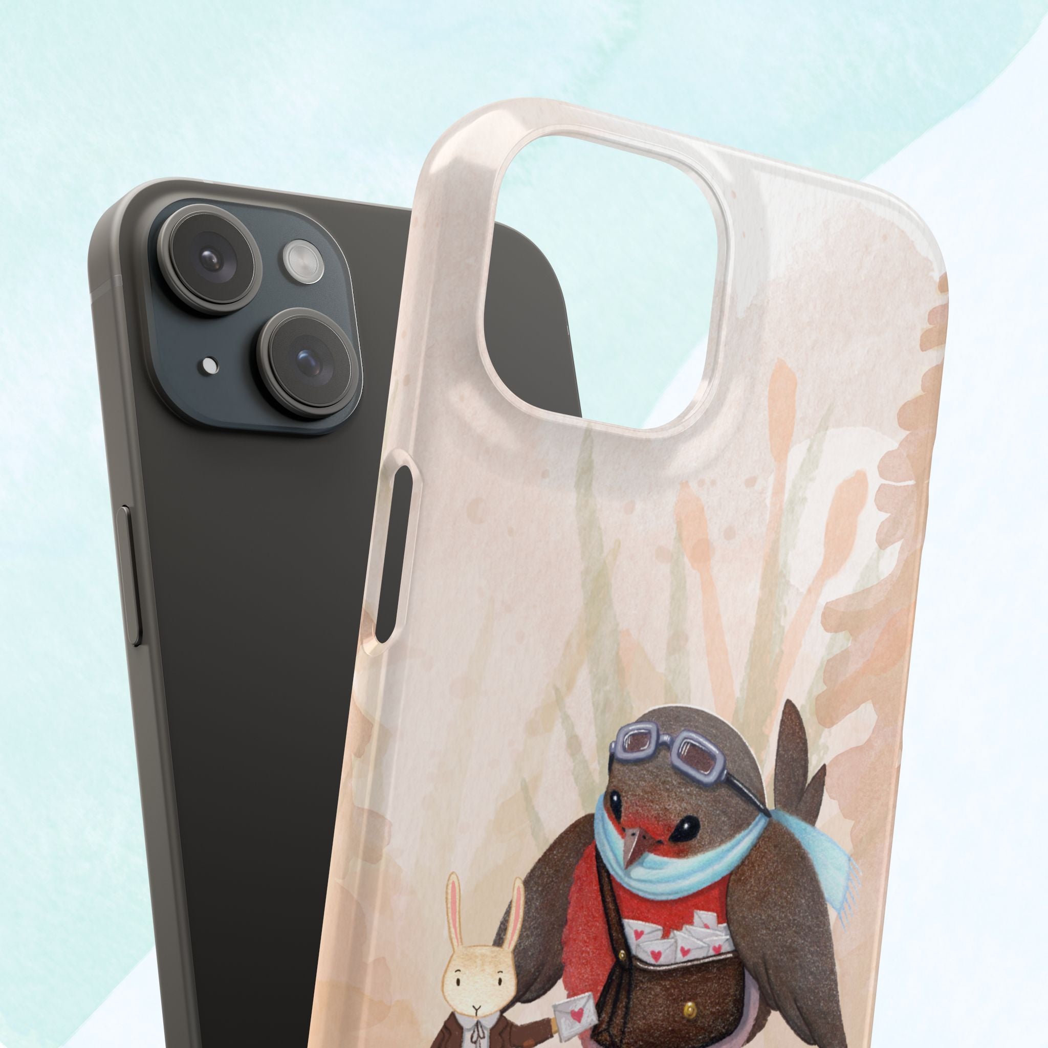 Whimsical Animal Snap Cases, Cute Phone Case, Handmade Bird and Bunny Design, Gift for Animal Lovers, Unique Smartphone Cover