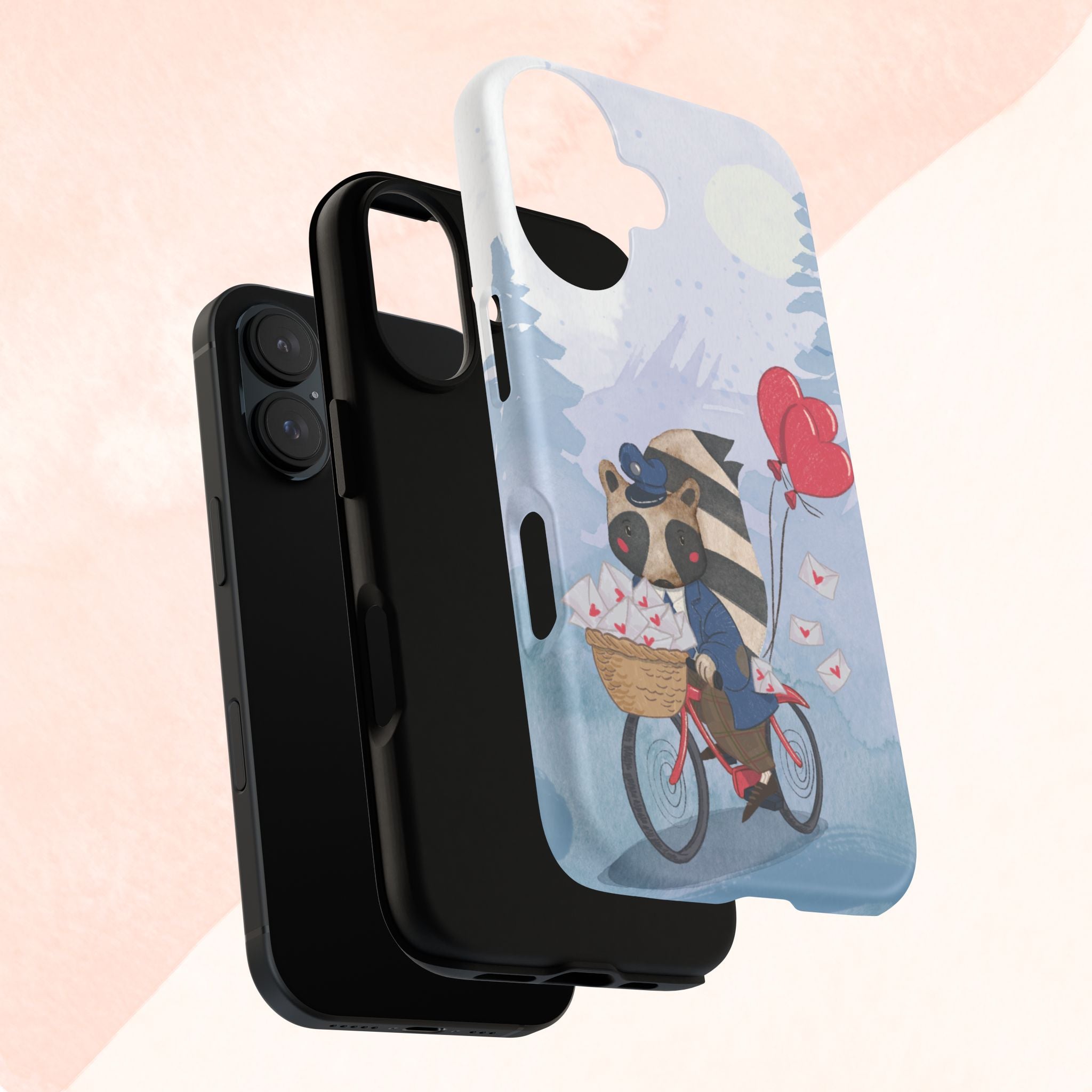 Cute Raccoon Phone Case, Tough Case for Animal Lovers, Valentine's Day Gift, Whimsical Phone Accessory, Gifts for Kids