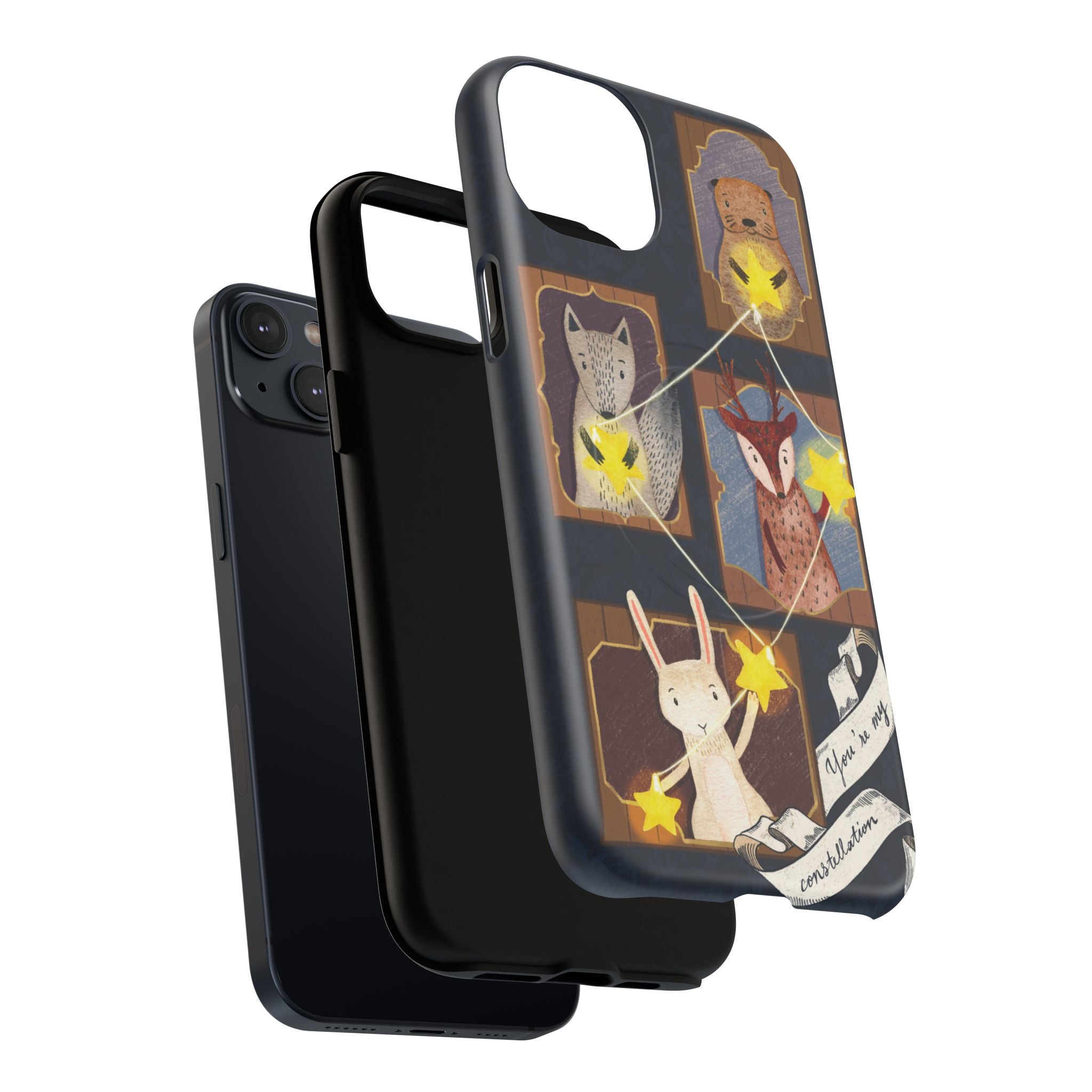Celestial Animal Stars iPhone Case, Tough Magnetic Cover, Nature Theme, Unique Cute Animal Gifts, iPhone 14 15 16 pro max