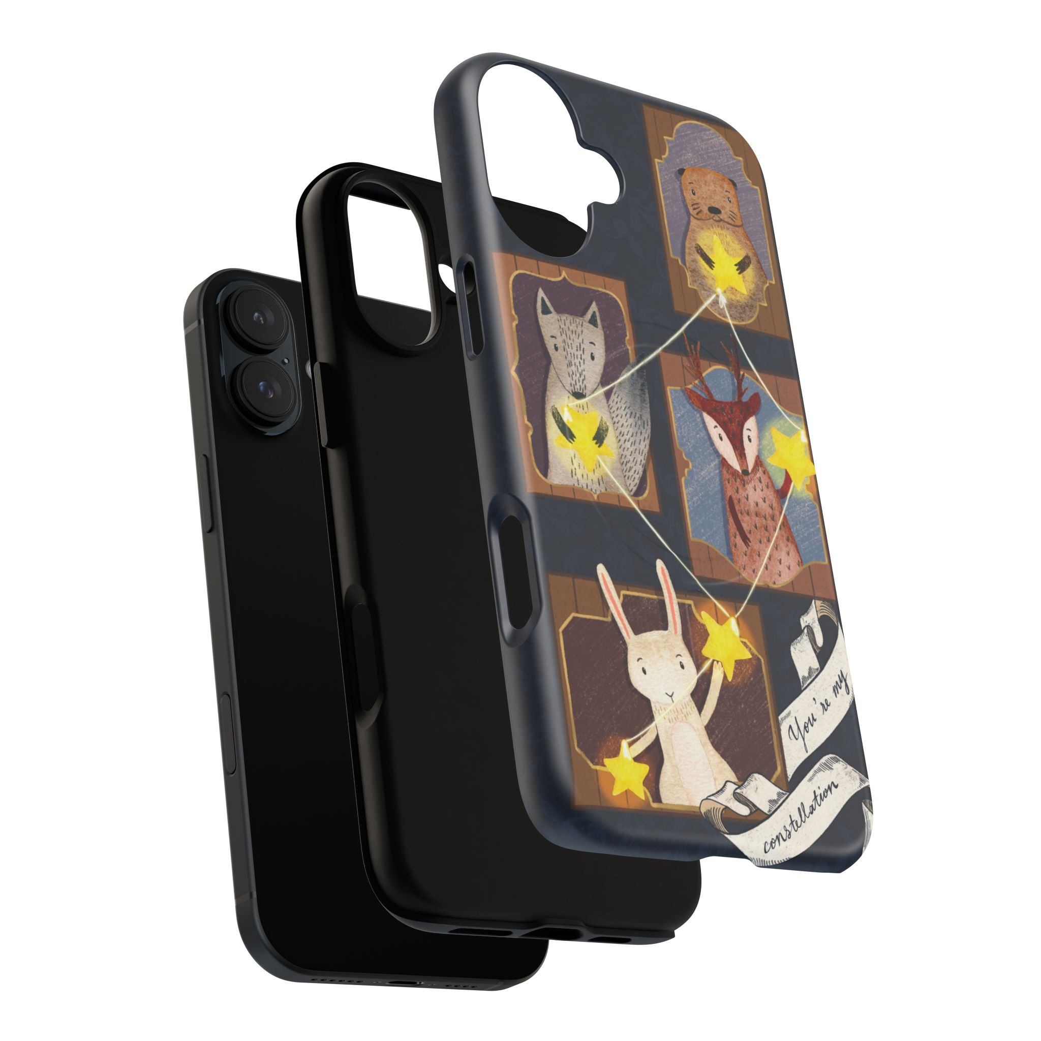 Celestial Animal Stars iPhone Case, Tough Magnetic Cover, Nature Theme, Unique Cute Animal Gifts, iPhone 14 15 16 pro max