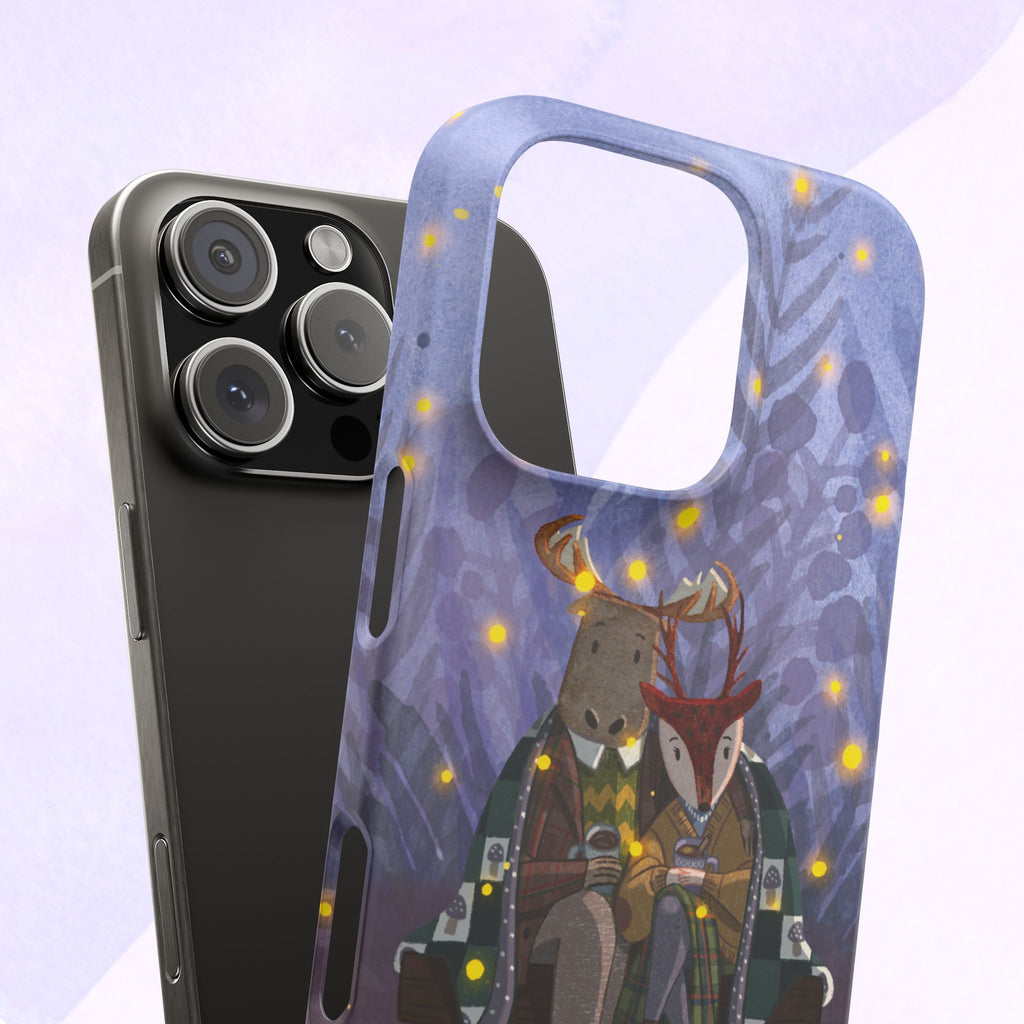 Whimsical Animal Lovers Snap Cases - Cozy Phone Protection, Gift for Nature Lovers, Holiday Decor, Cute Character Design, Animal Couple