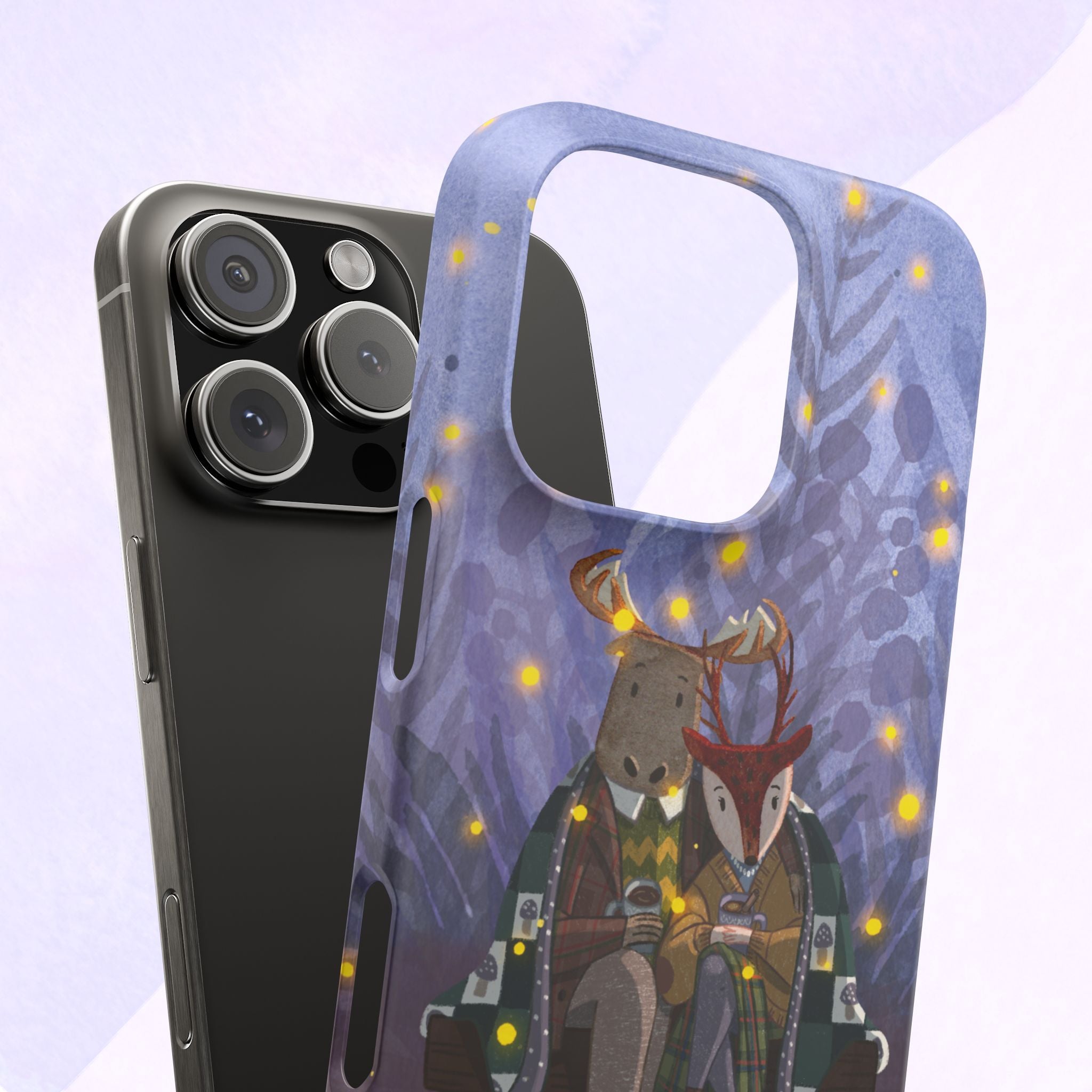 Whimsical Animal Lovers Snap Cases - Cozy Phone Protection, Gift for Nature Lovers, Holiday Decor, Cute Character Design, Animal Couple