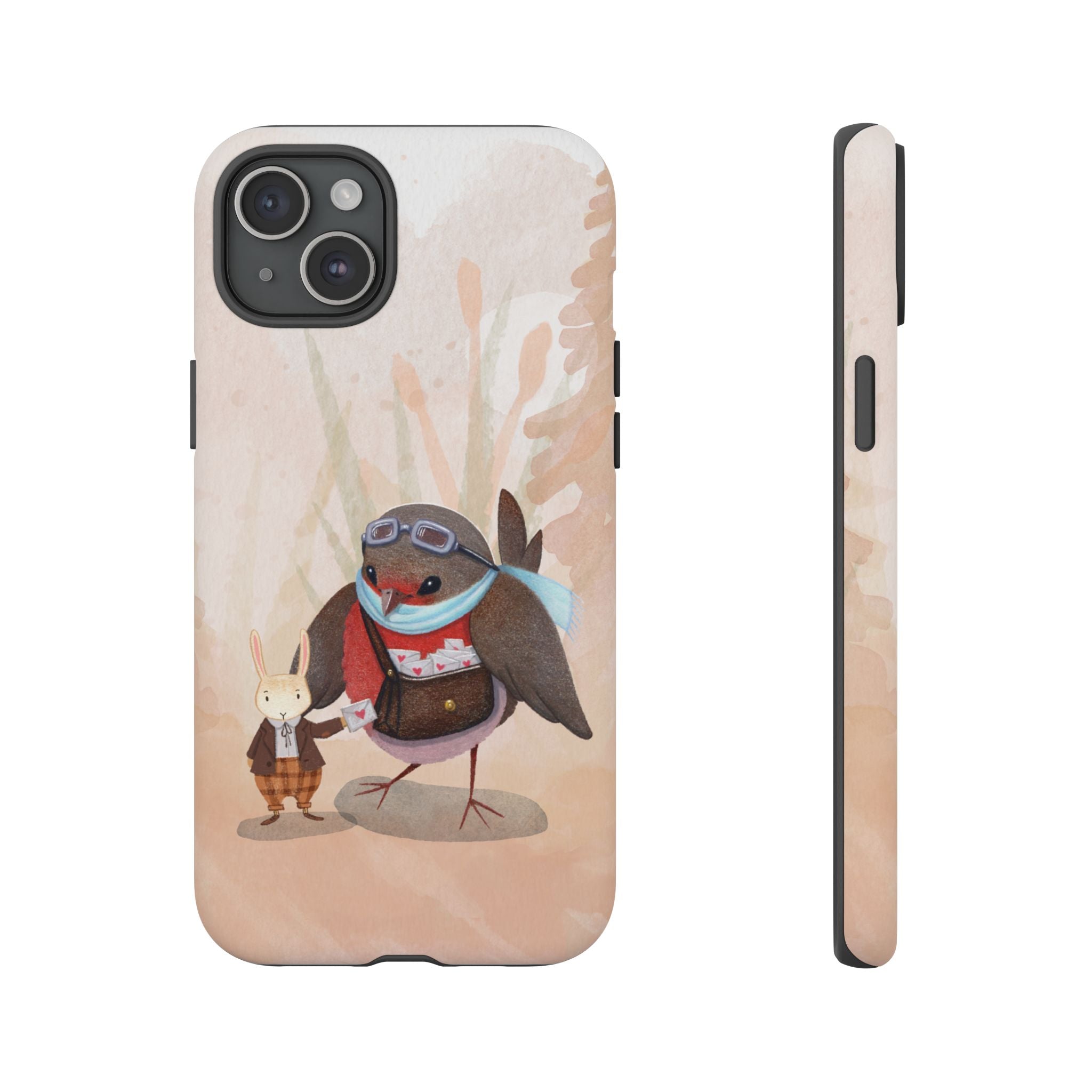 Whimsical Animal Phone Case, Cute Bird and Rabbit Design, Animal Lovers Gift, Nature-Themed Accessory, Eco-Friendly Tech Cover