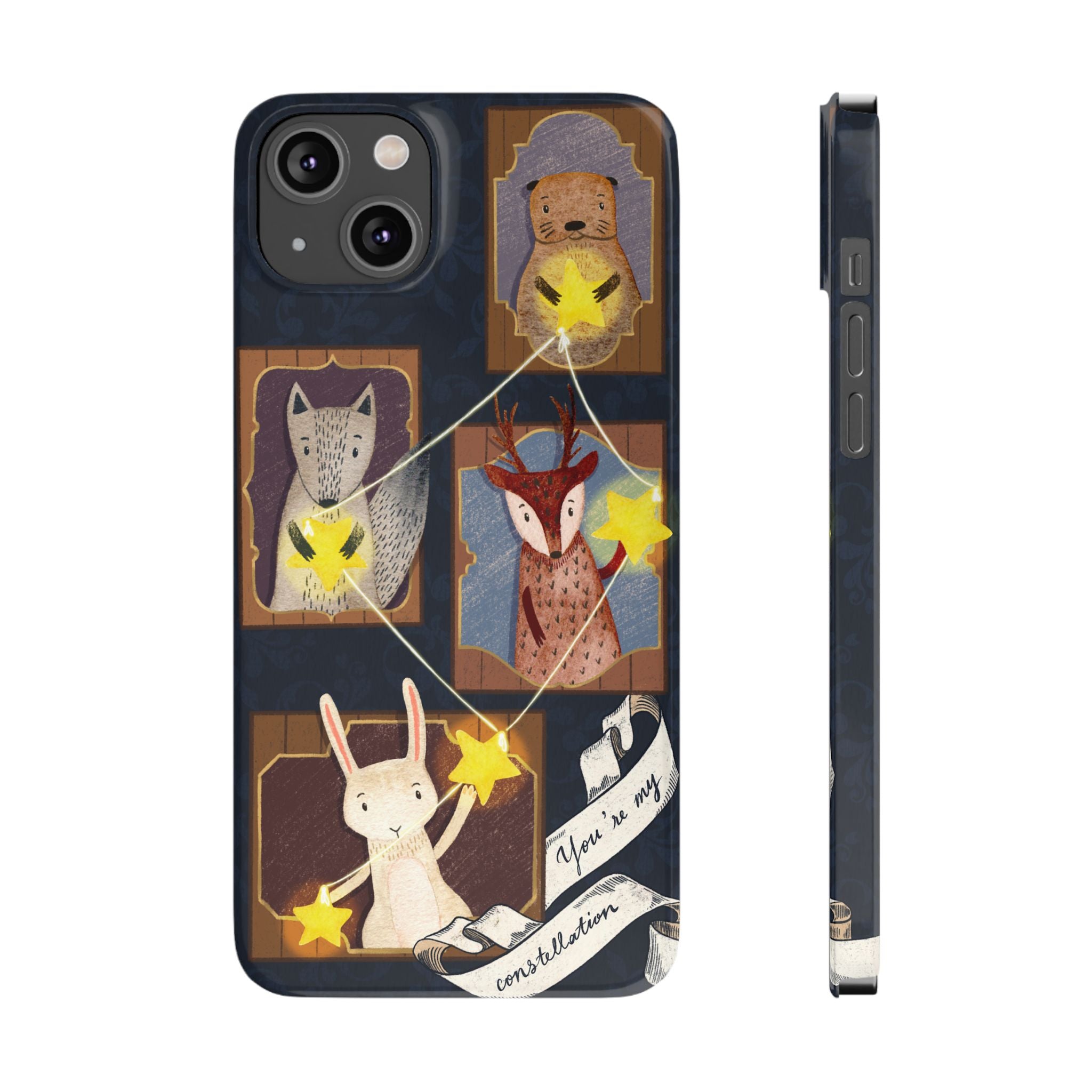Constellation Friends Slim Case, Woodland Portrait iPhone Cover, Star Collector Design, Cute Kawaii Gift, Phone 8 9 X XR 11 12 13 14 15 16