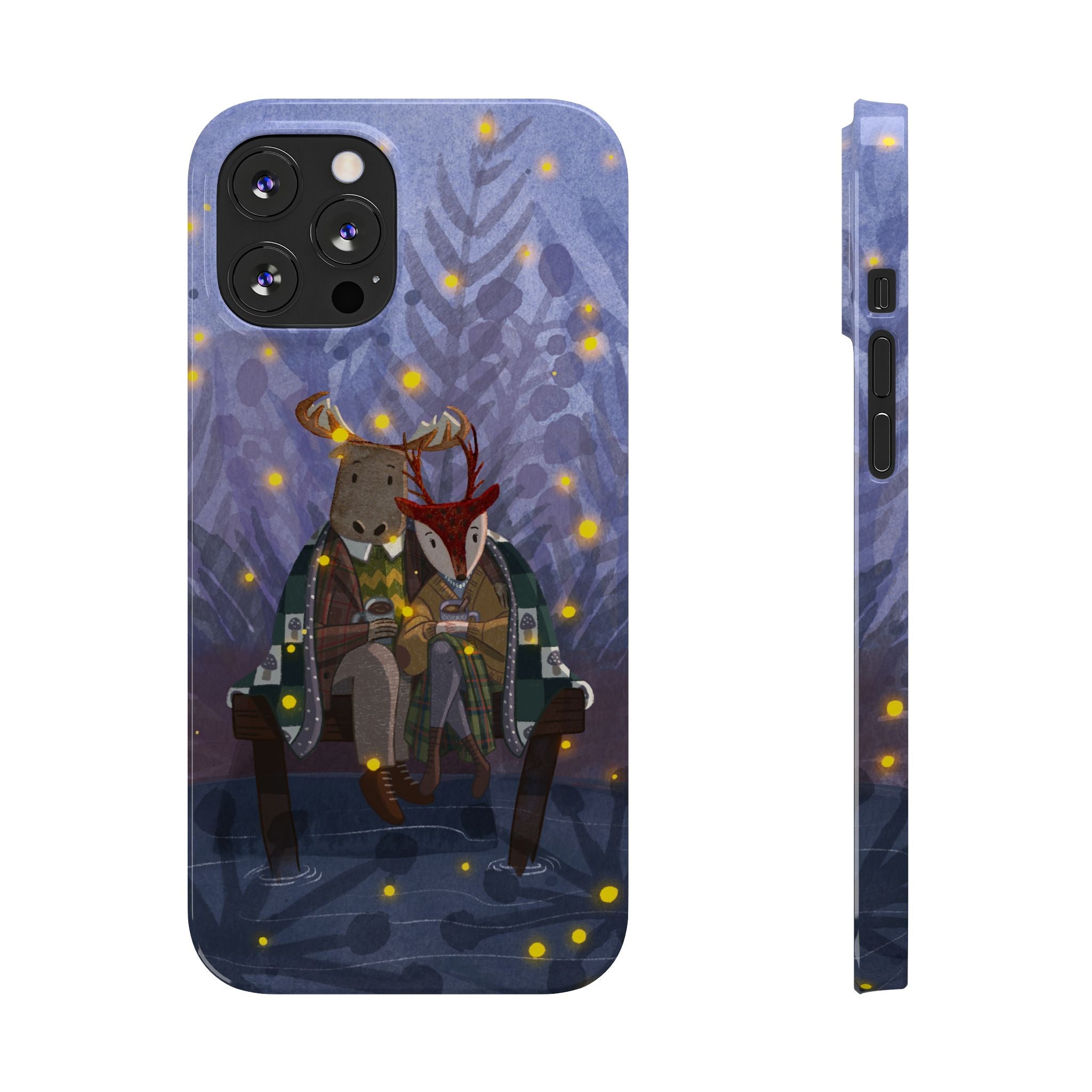 Whimsical Animal Love Slim Phone Cases, Cute Holiday Gifts, Cozy Home Decor, Nature Lover Accessories, Couples Gifts