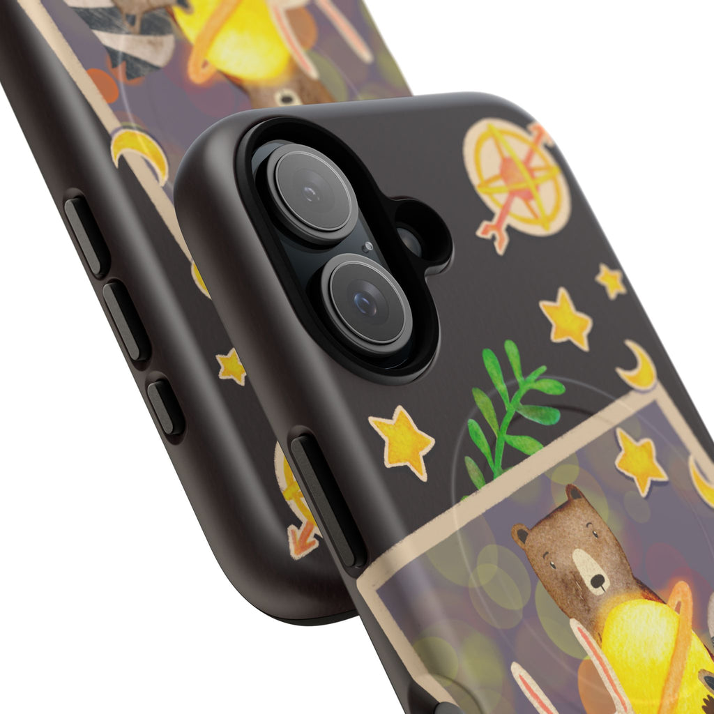 Tough Magnetic Cases, Whimsical Animal Phone Case, Cute Bear Rabbit Raccoon Design, Cute gift for her, Birthdays, iPhone 14 15 16 pro max