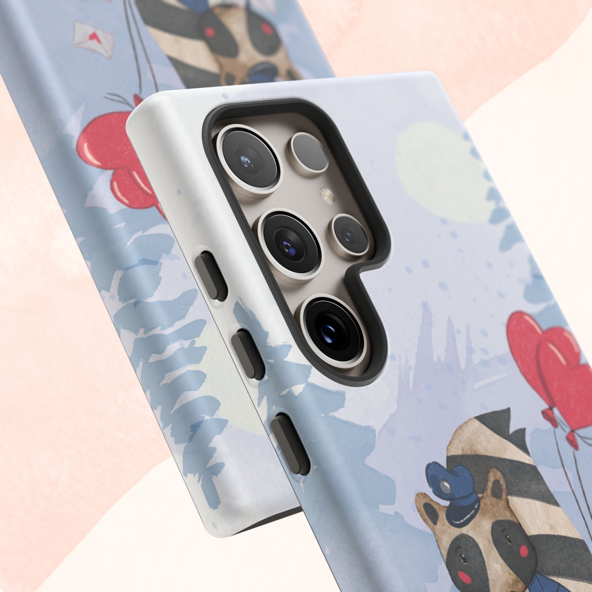 Cute Raccoon Phone Case, Tough Case for Animal Lovers, Valentine's Day Gift, Whimsical Phone Accessory, Gifts for Kids