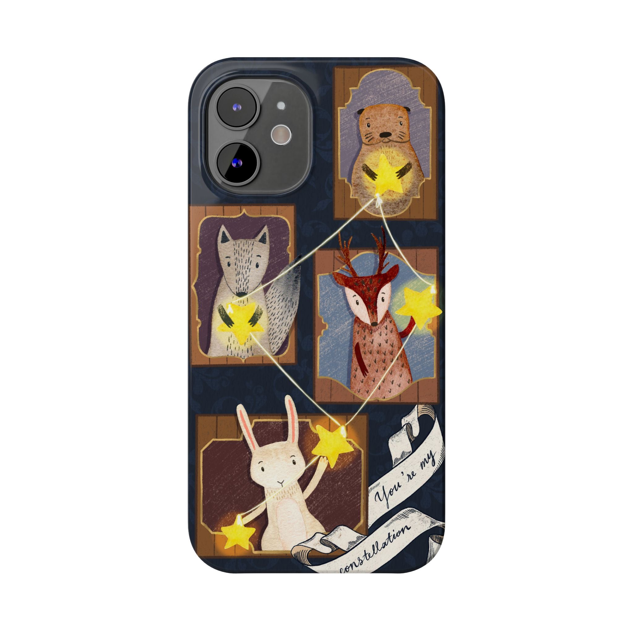 Constellation Friends Slim Case, Woodland Portrait iPhone Cover, Star Collector Design, Cute Kawaii Gift, Phone 8 9 X XR 11 12 13 14 15 16