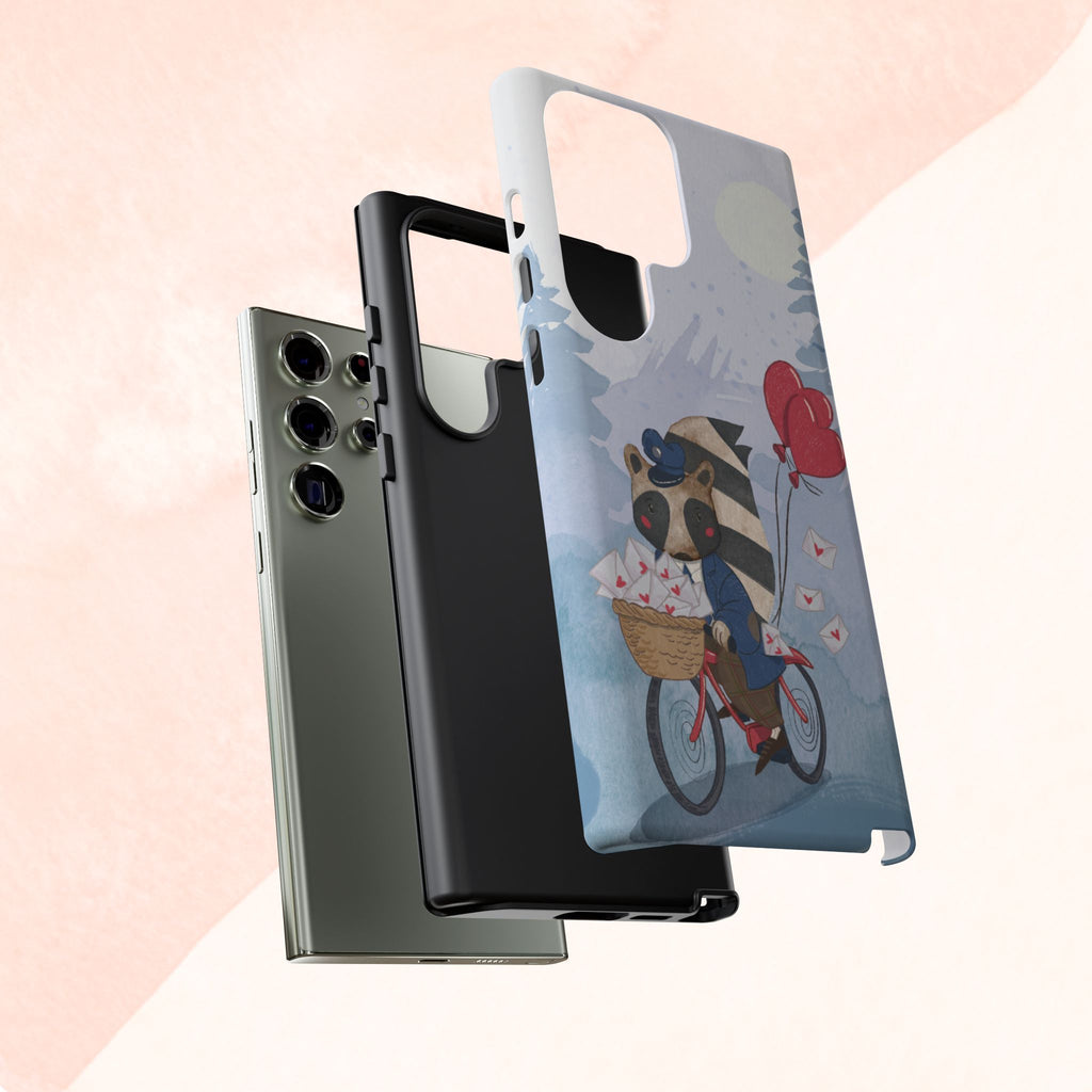 Cute Raccoon Phone Case, Tough Case for Animal Lovers, Valentine's Day Gift, Whimsical Phone Accessory, Gifts for Kids