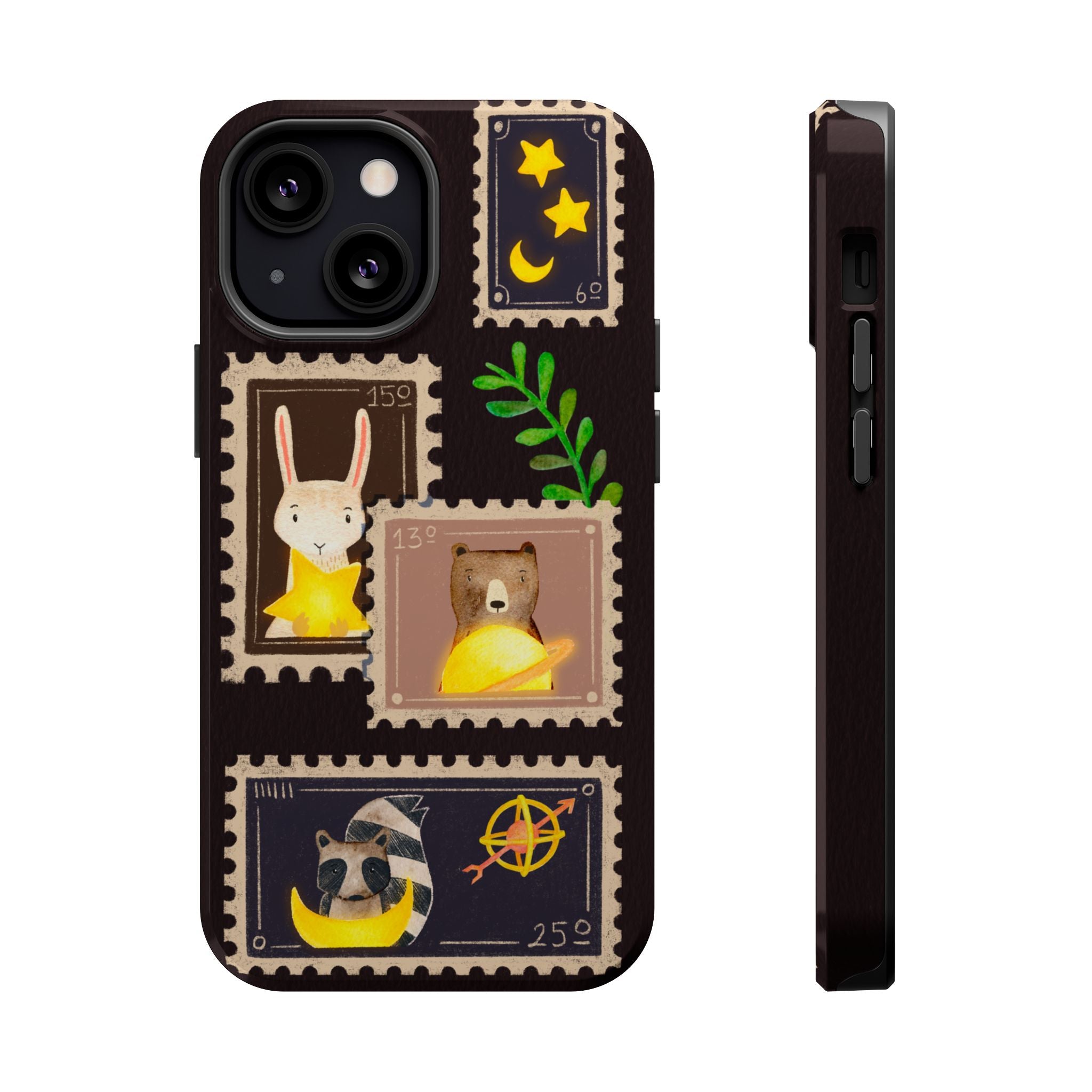 Cute Animal Stamp Phone Case, Quirky Gift for Animal Lovers, Personalized Case for Holidays, Unique Phone Accessory