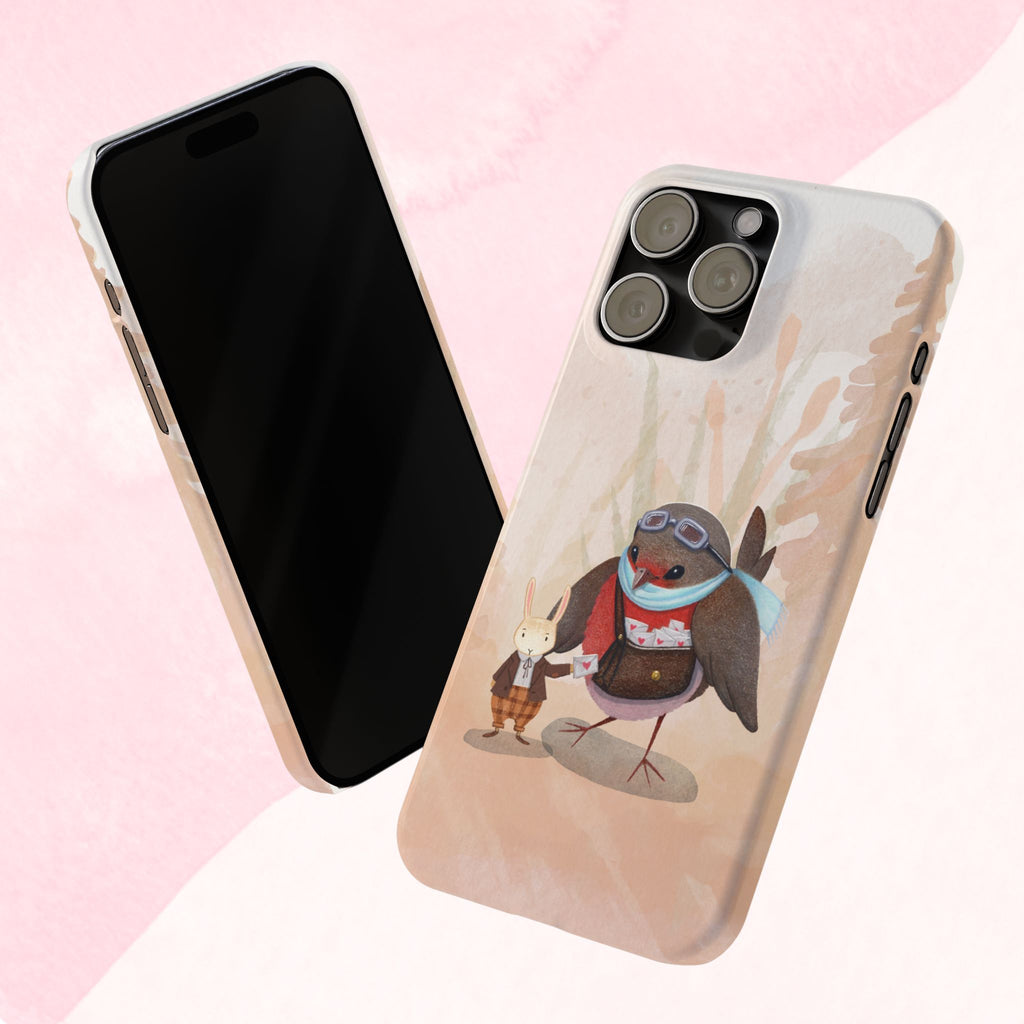Whimsical Animal Slim Phone Cases - Cute Bird and Rabbit Design, Perfect for Animal Lovers, Gifts for Kids and Teens, Ideal for Birthdays,