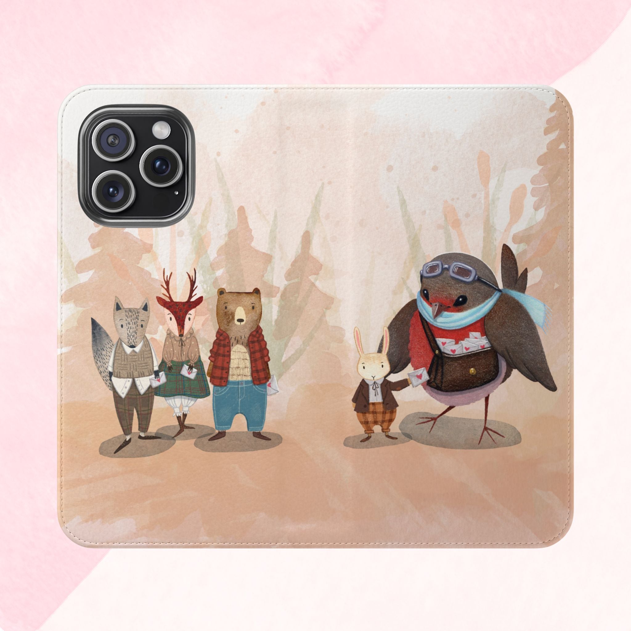 Whimsical Animal Flip Cases for Phones, Cute Woodland Creatures, Forest Friends Phone Cover, Animal Lover Gift, Phone Wallet
