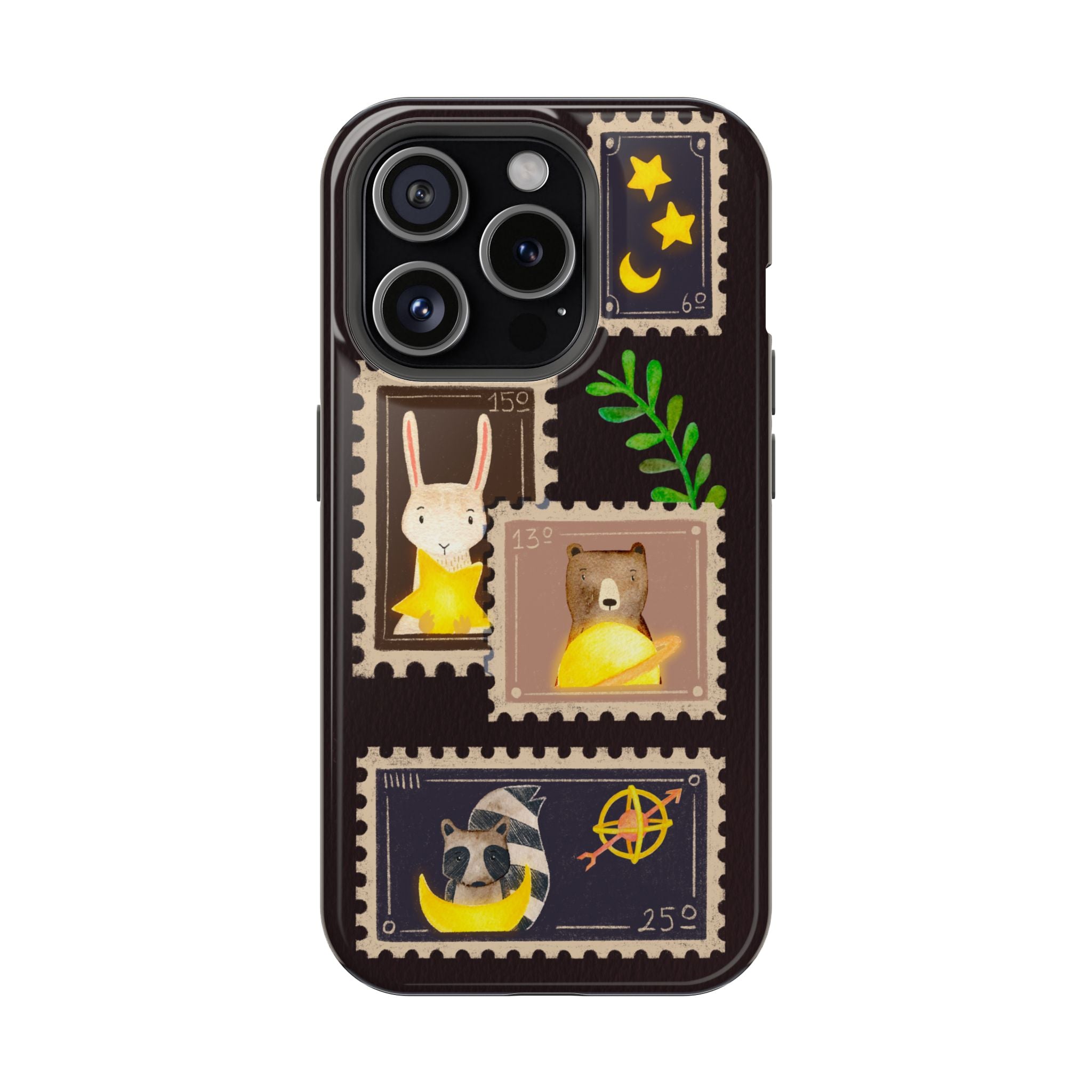 Cute Animal Stamp Phone Case, Quirky Gift for Animal Lovers, Personalized Case for Holidays, Unique Phone Accessory
