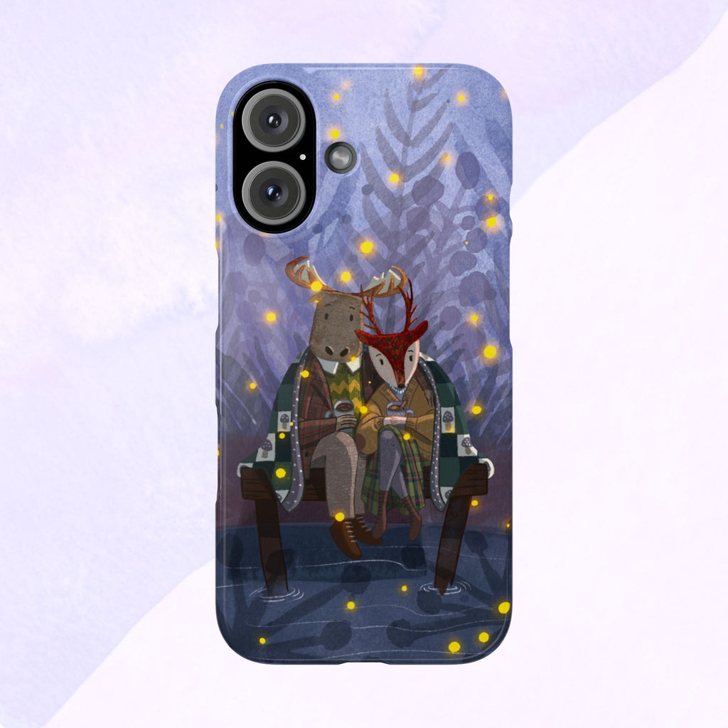 Whimsical Animal Lovers Snap Cases - Cozy Phone Protection, Gift for Nature Lovers, Holiday Decor, Cute Character Design, Animal Couple