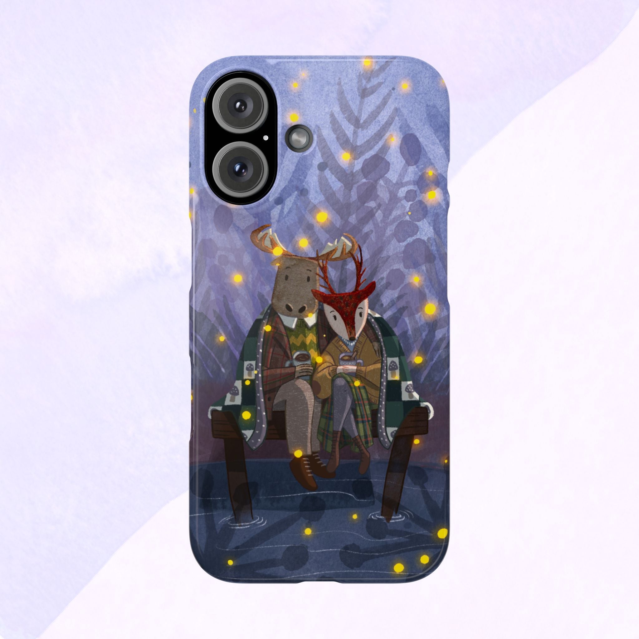 Whimsical Animal Lovers Snap Cases - Cozy Phone Protection, Gift for Nature Lovers, Holiday Decor, Cute Character Design, Animal Couple