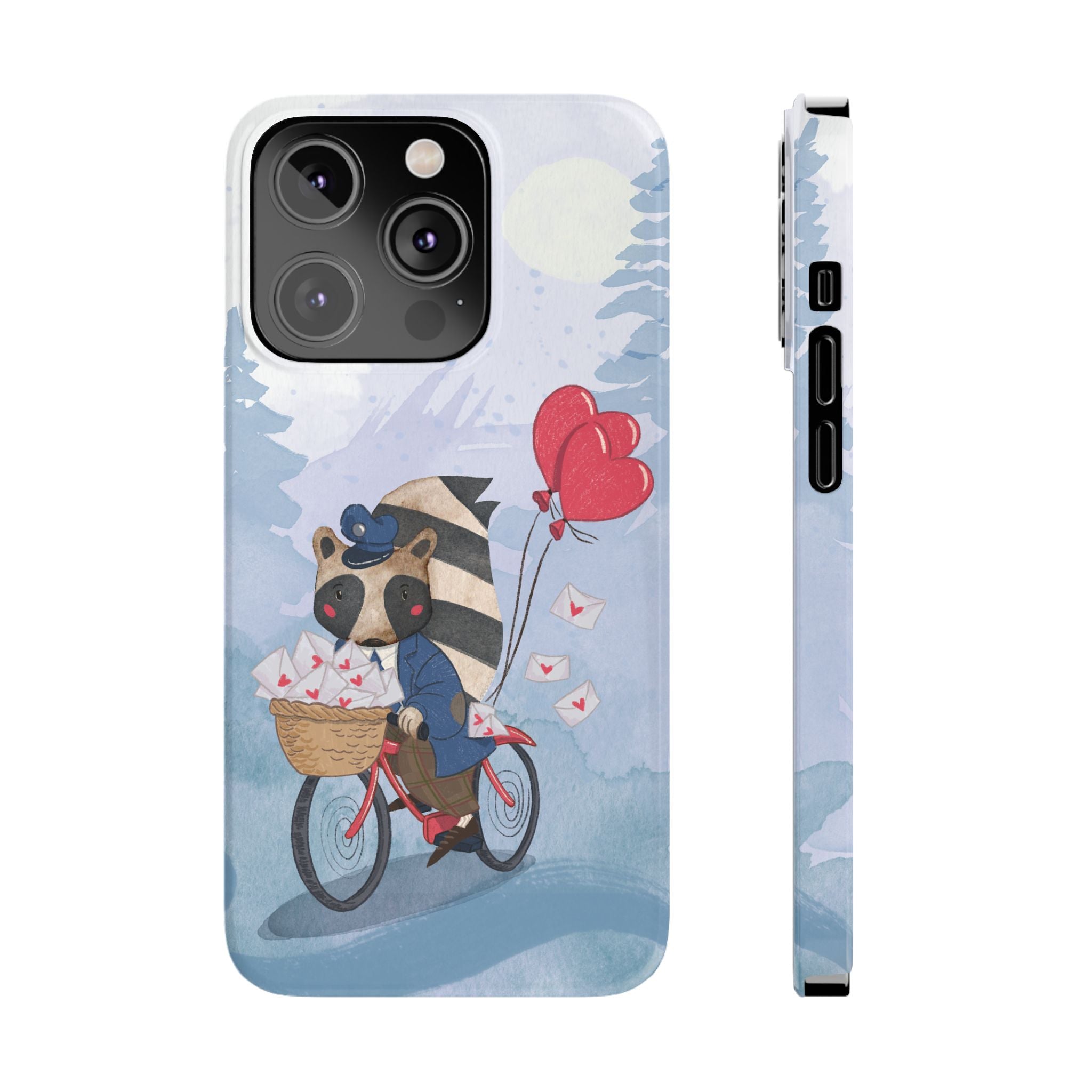 Whimsical Raccoon Slim Phone Case | Cute Animal Design | Perfect for Nature Lovers, Gifts, Birthdays, Valentines Day, Everyday Use
