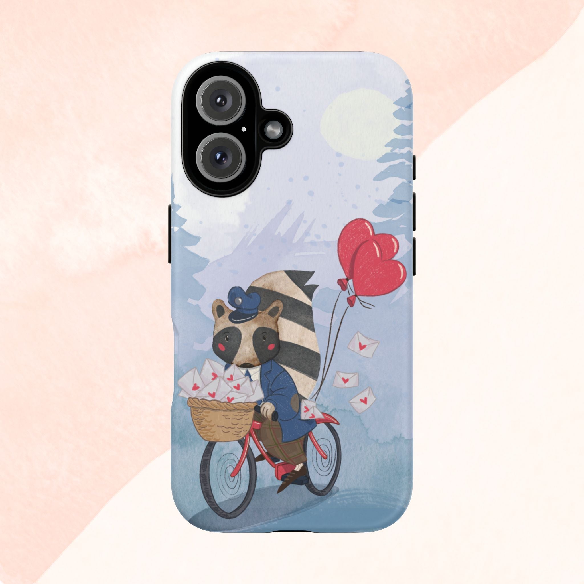 Cute Raccoon Phone Case, Tough Case for Animal Lovers, Valentine's Day Gift, Whimsical Phone Accessory, Gifts for Kids