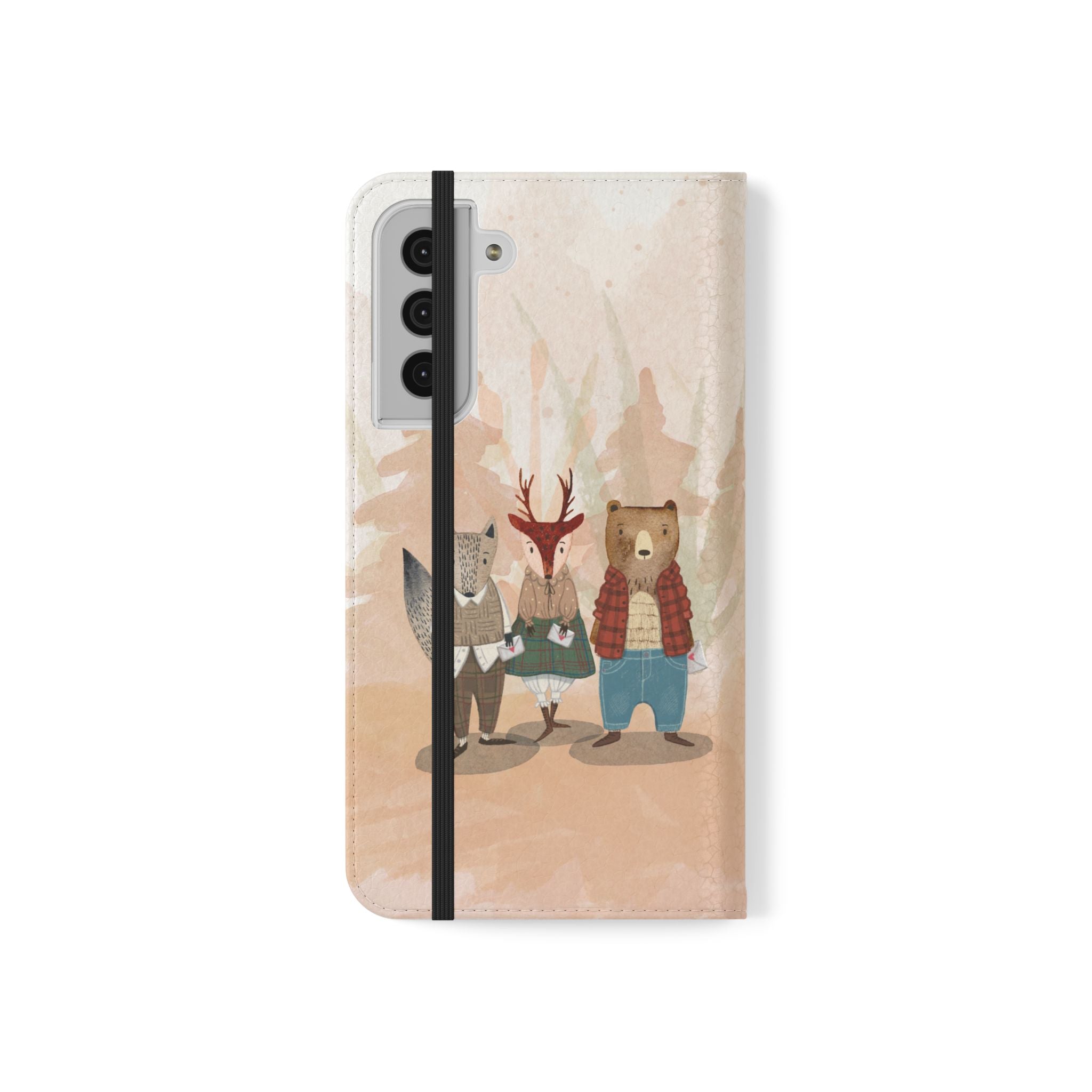 Whimsical Animal Flip Cases for Phones, Cute Woodland Creatures, Forest Friends Phone Cover, Animal Lover Gift, Phone Wallet