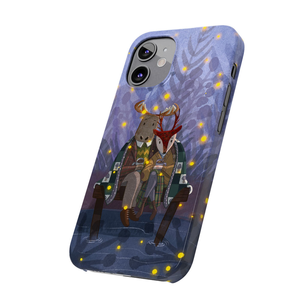 Whimsical Animal Love Slim Phone Cases, Cute Holiday Gifts, Cozy Home Decor, Nature Lover Accessories, Couples Gifts