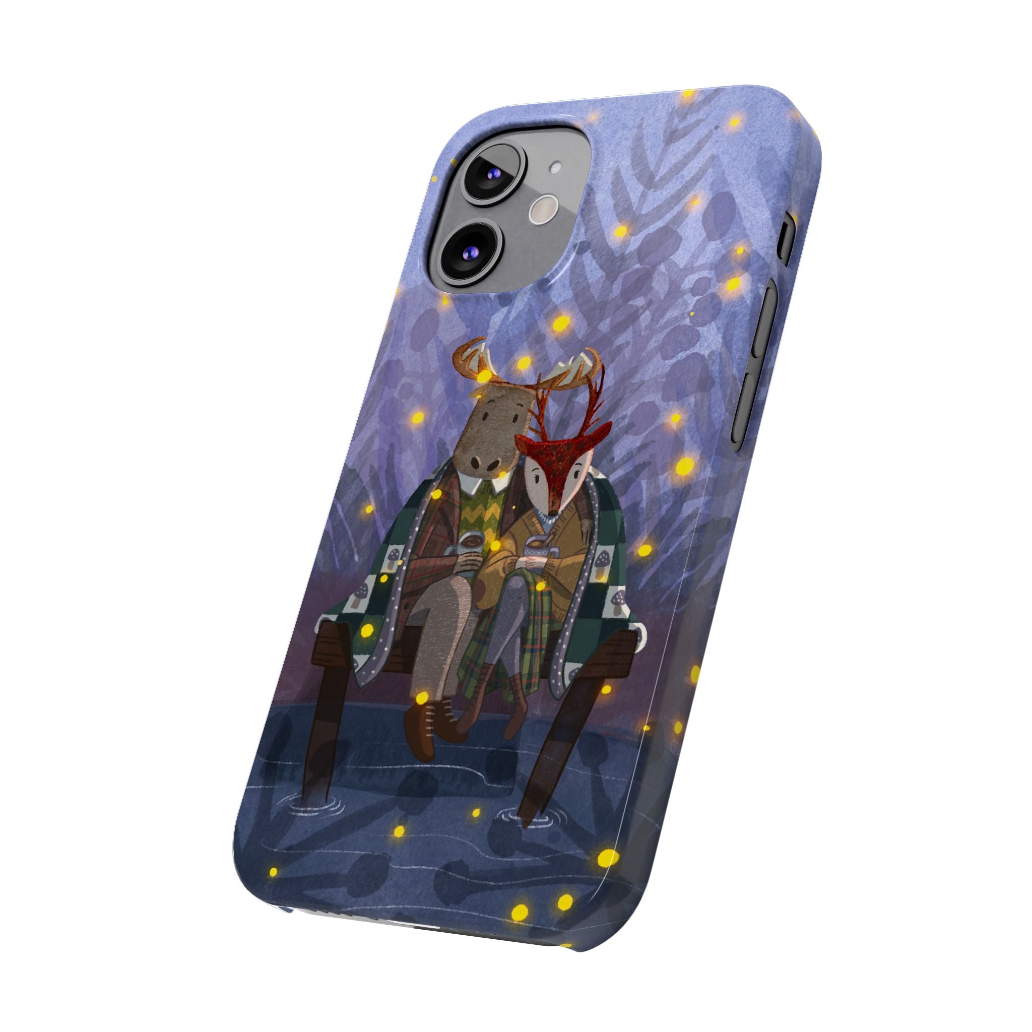 Whimsical Animal Love Slim Phone Cases, Cute Holiday Gifts, Cozy Home Decor, Nature Lover Accessories, Couples Gifts