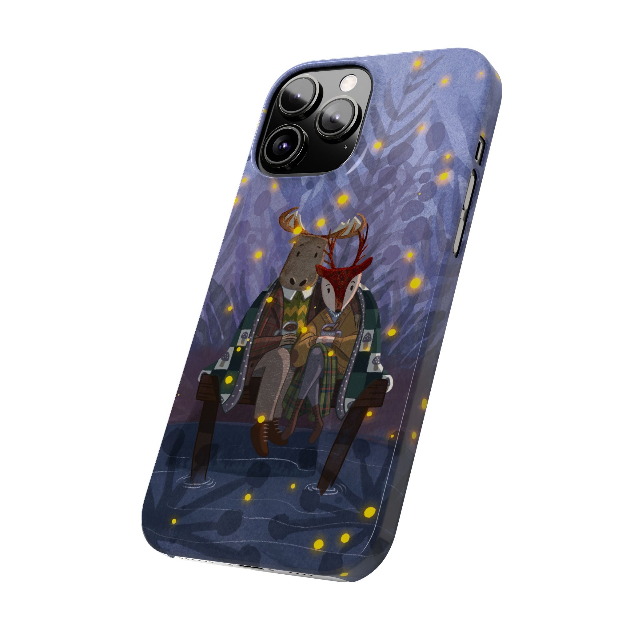Whimsical Animal Love Slim Phone Cases, Cute Holiday Gifts, Cozy Home Decor, Nature Lover Accessories, Couples Gifts