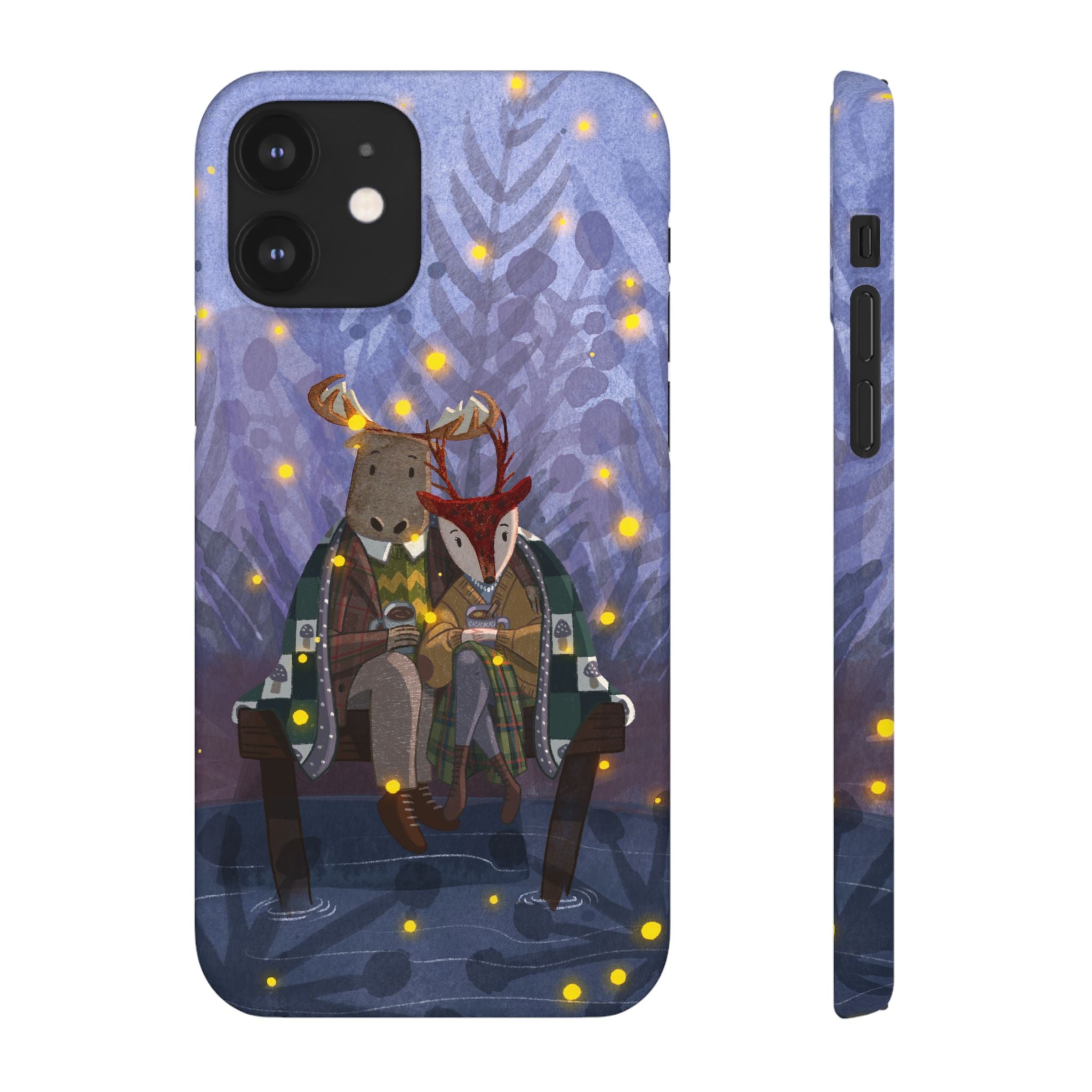 Whimsical Animal Lovers Snap Cases - Cozy Phone Protection, Gift for Nature Lovers, Holiday Decor, Cute Character Design, Animal Couple