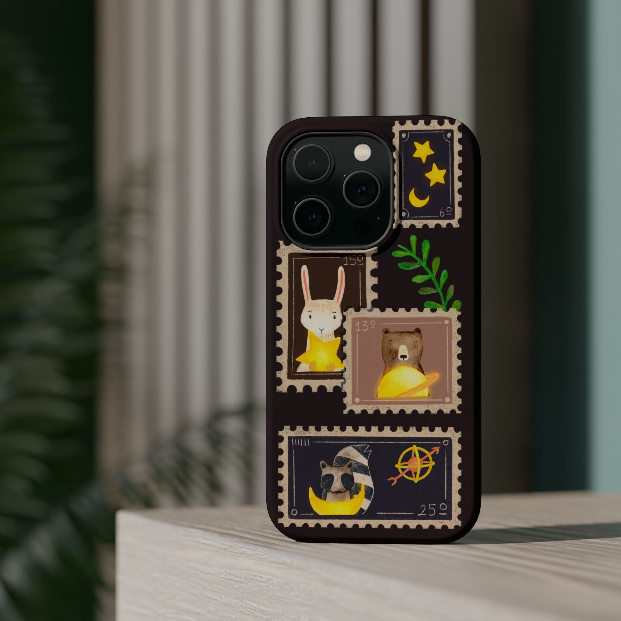 Cute Animal Stamp Phone Case, Quirky Gift for Animal Lovers, Personalized Case for Holidays, Unique Phone Accessory