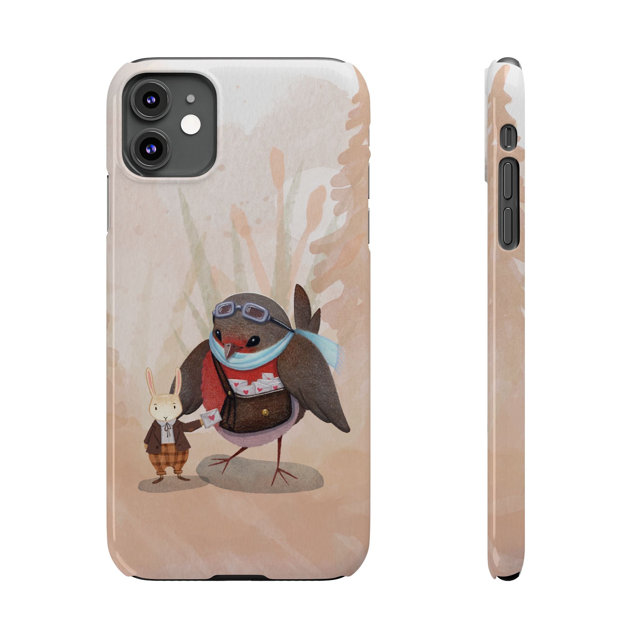 Whimsical Animal Slim Phone Cases - Cute Bird and Rabbit Design, Perfect for Animal Lovers, Gifts for Kids and Teens, Ideal for Birthdays,
