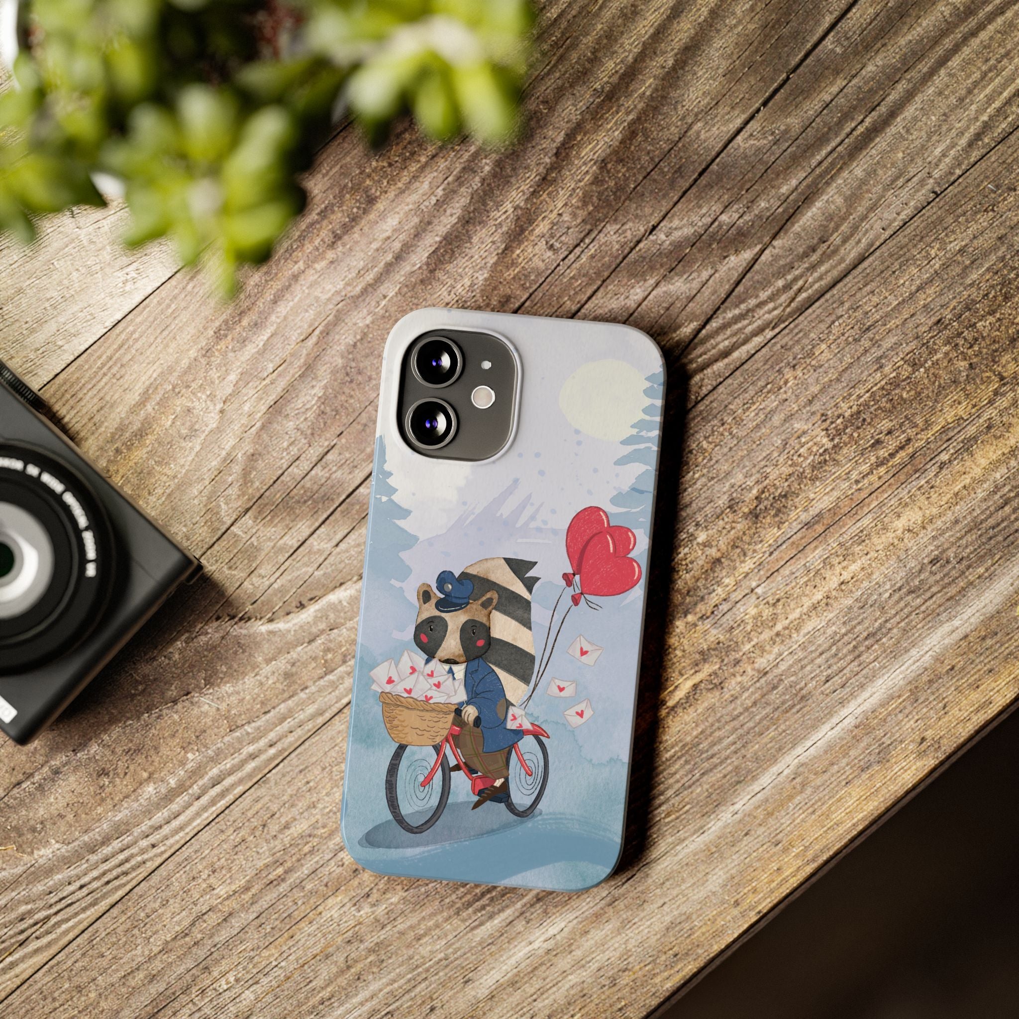 Whimsical Raccoon Slim Phone Case | Cute Animal Design | Perfect for Nature Lovers, Gifts, Birthdays, Valentines Day, Everyday Use