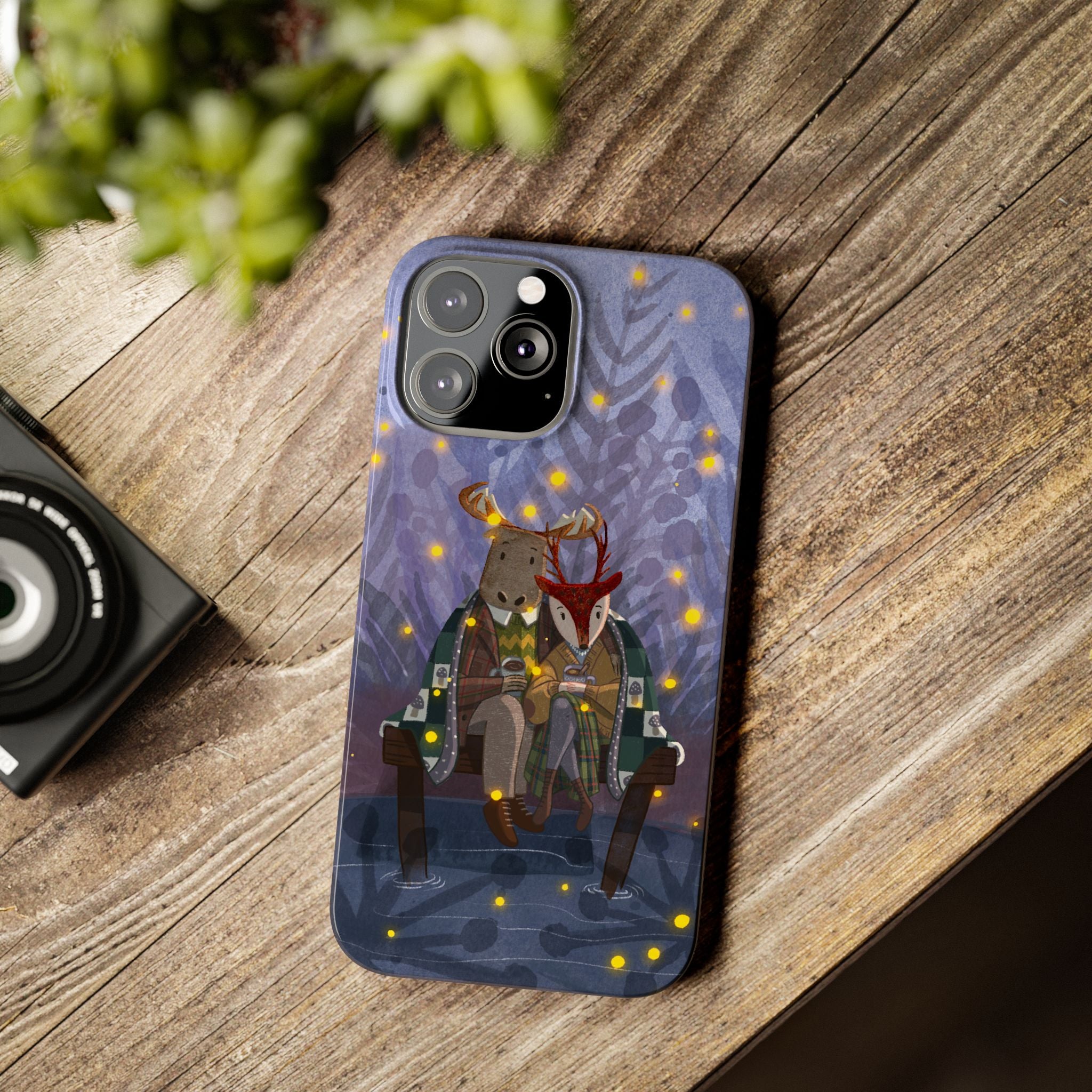 Whimsical Animal Love Slim Phone Cases, Cute Holiday Gifts, Cozy Home Decor, Nature Lover Accessories, Couples Gifts